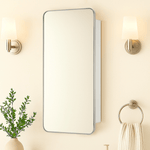 Garnes Modern Rectangle Recessed and Surface Mount Bathroom Medicine Cabinet with Mirrors GC-XB0003 Chrome 16.5x24" TEHOME