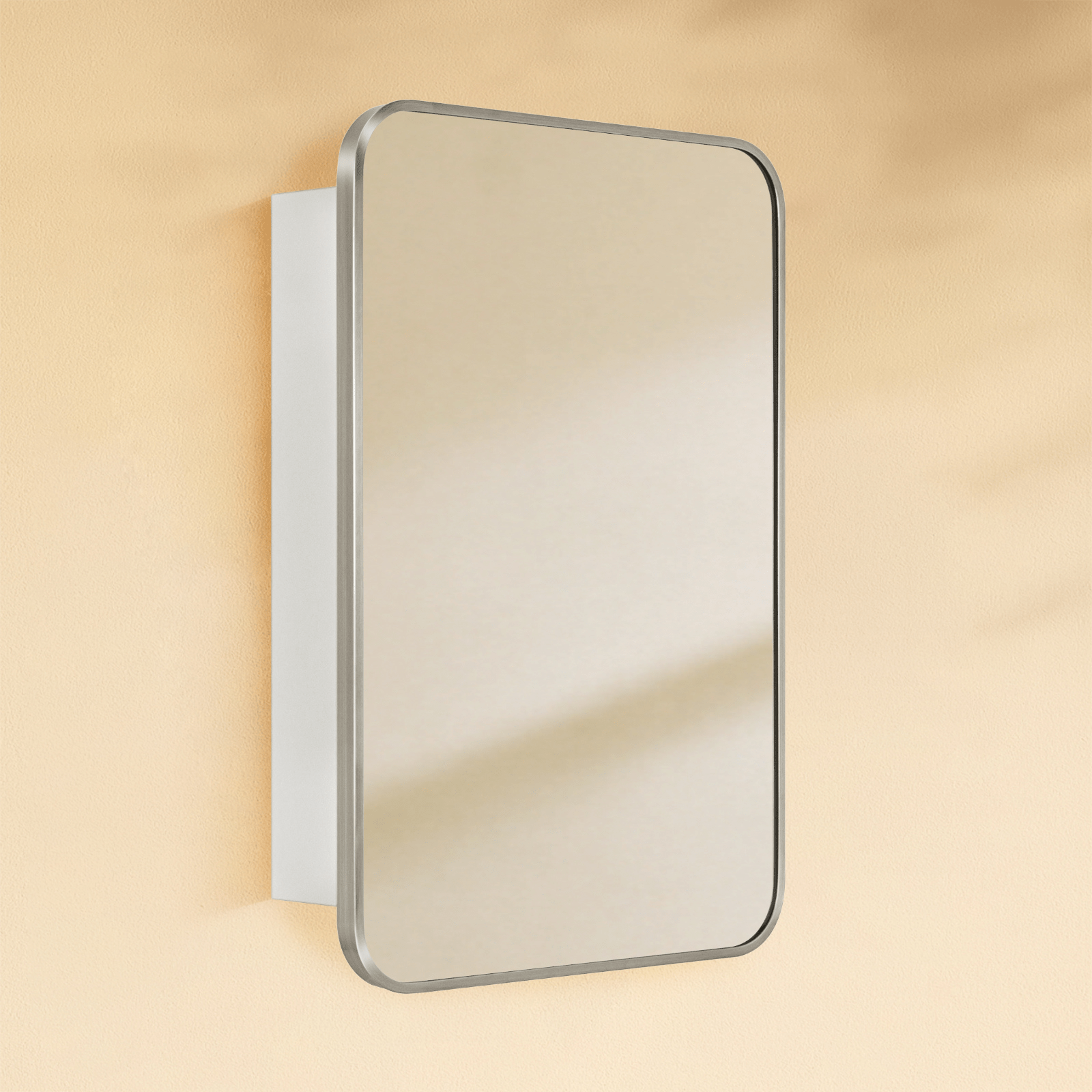 Garnes Modern Rectangle Recessed and Surface Mount Bathroom Medicine Cabinet with Mirrors GC-XB0003 Chrome 16.5x24" TEHOME