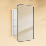 Garnes Modern Rectangle Recessed and Surface Mount Bathroom Medicine Cabinet with Mirrors GC-XB0006 Brushed Nickel 16.5x24" TEHOME