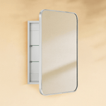 Garnes Modern Rectangle Recessed and Surface Mount Bathroom Medicine Cabinet with Mirrors GC-XB0004 Polished Nickel 16.5x24" TEHOME