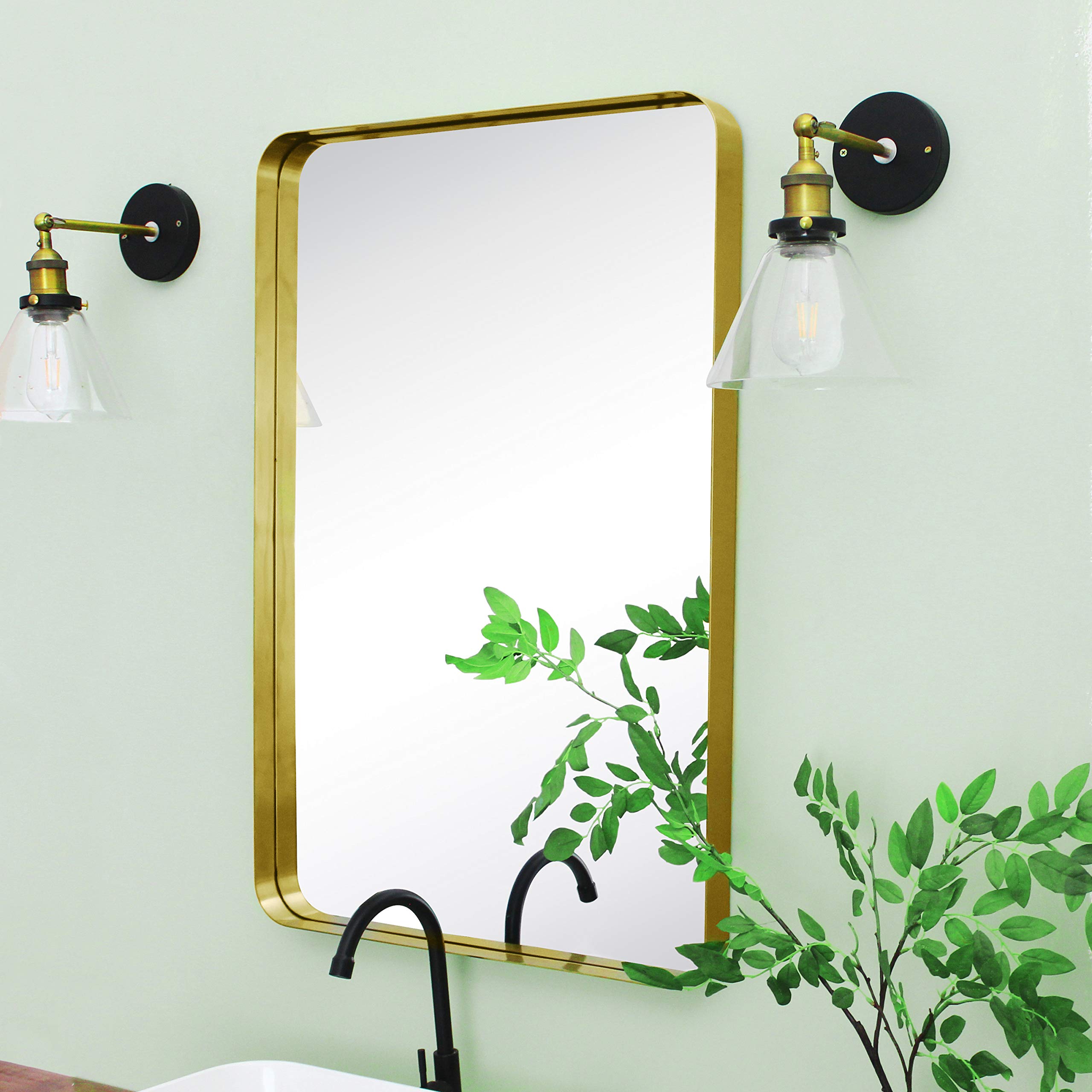 Rectangular Metal Framed Wall Mounted Bathroom Vanity Mirror