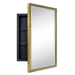 Rectangular Metal Framed Recessed Bathroom Medicine Cabinet with Mirror