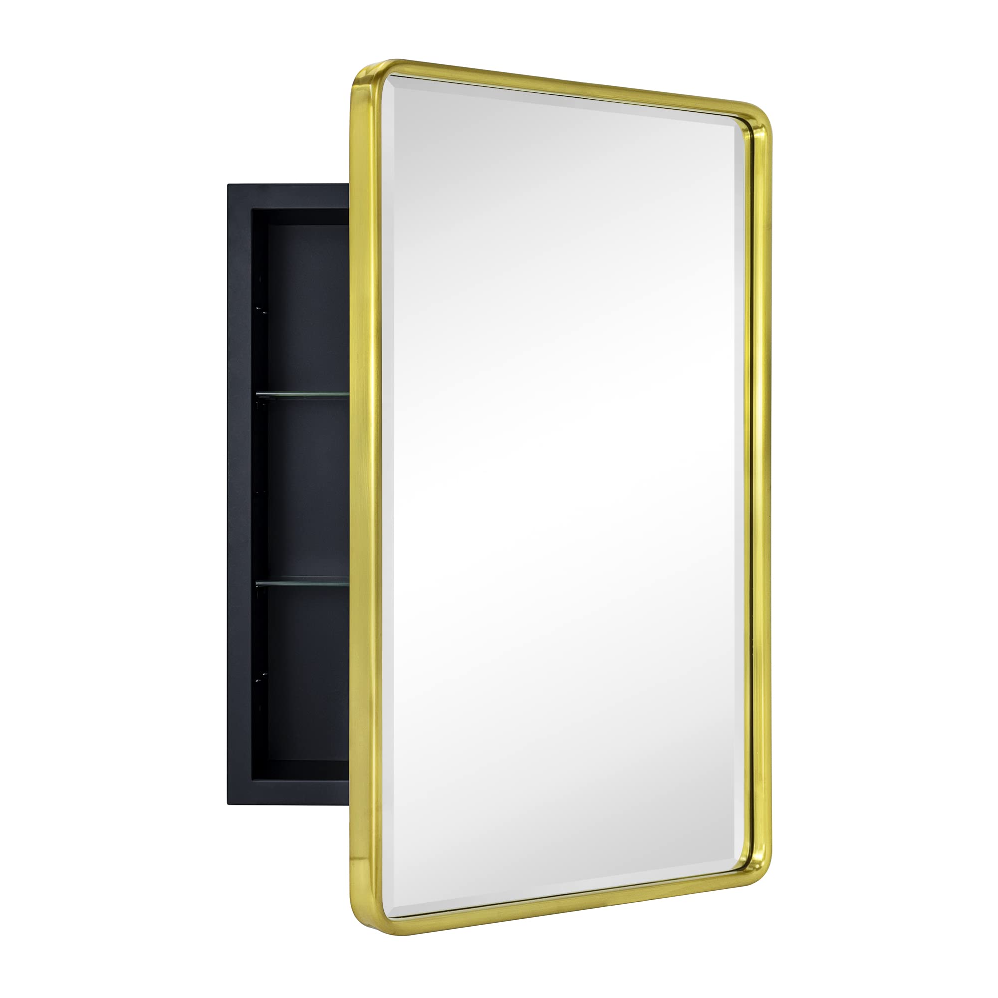 Recessed Rectangular Metal Framed Bathroom Medicine Cabinets with Mirror