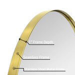 Arched Stainless Steel Framed Wall Mounted Bathroom Vanity Mirror