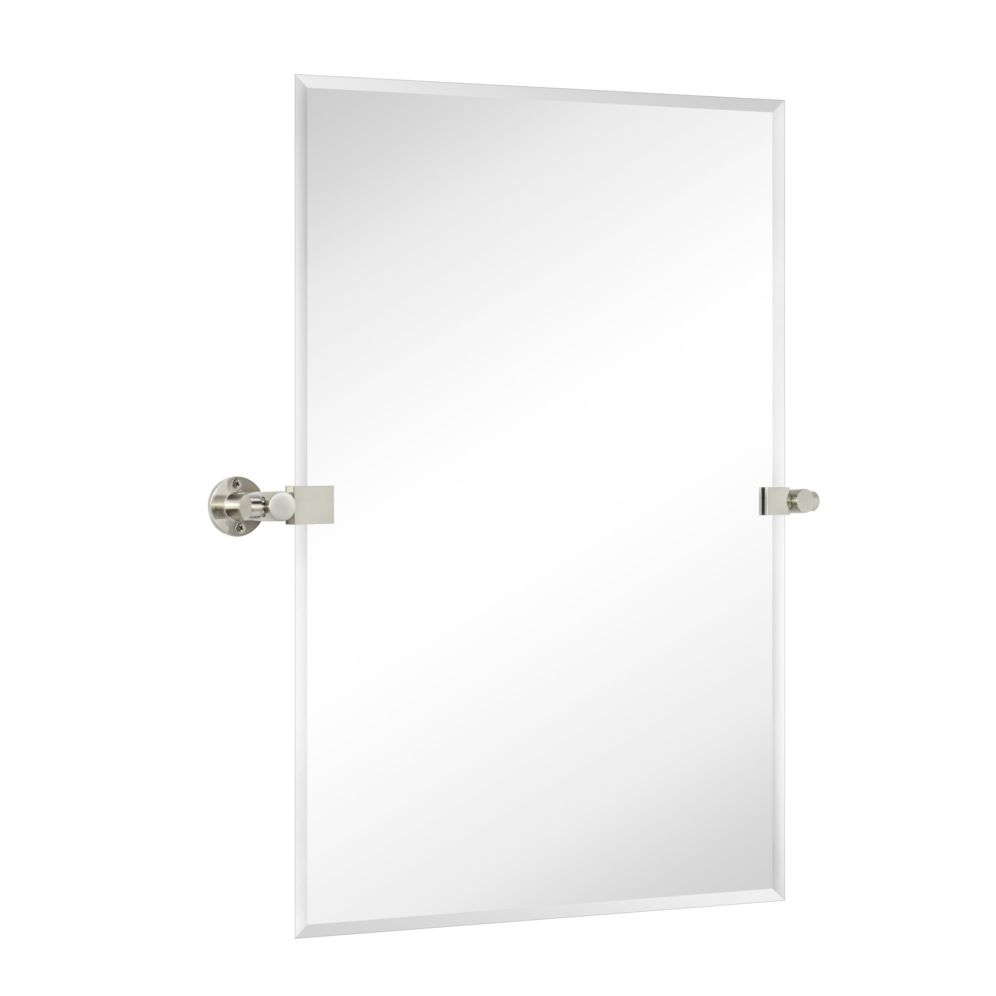 Rectangular Frameless Beveled Wall Mounted Bathroom Vanity Mirror with Brackets