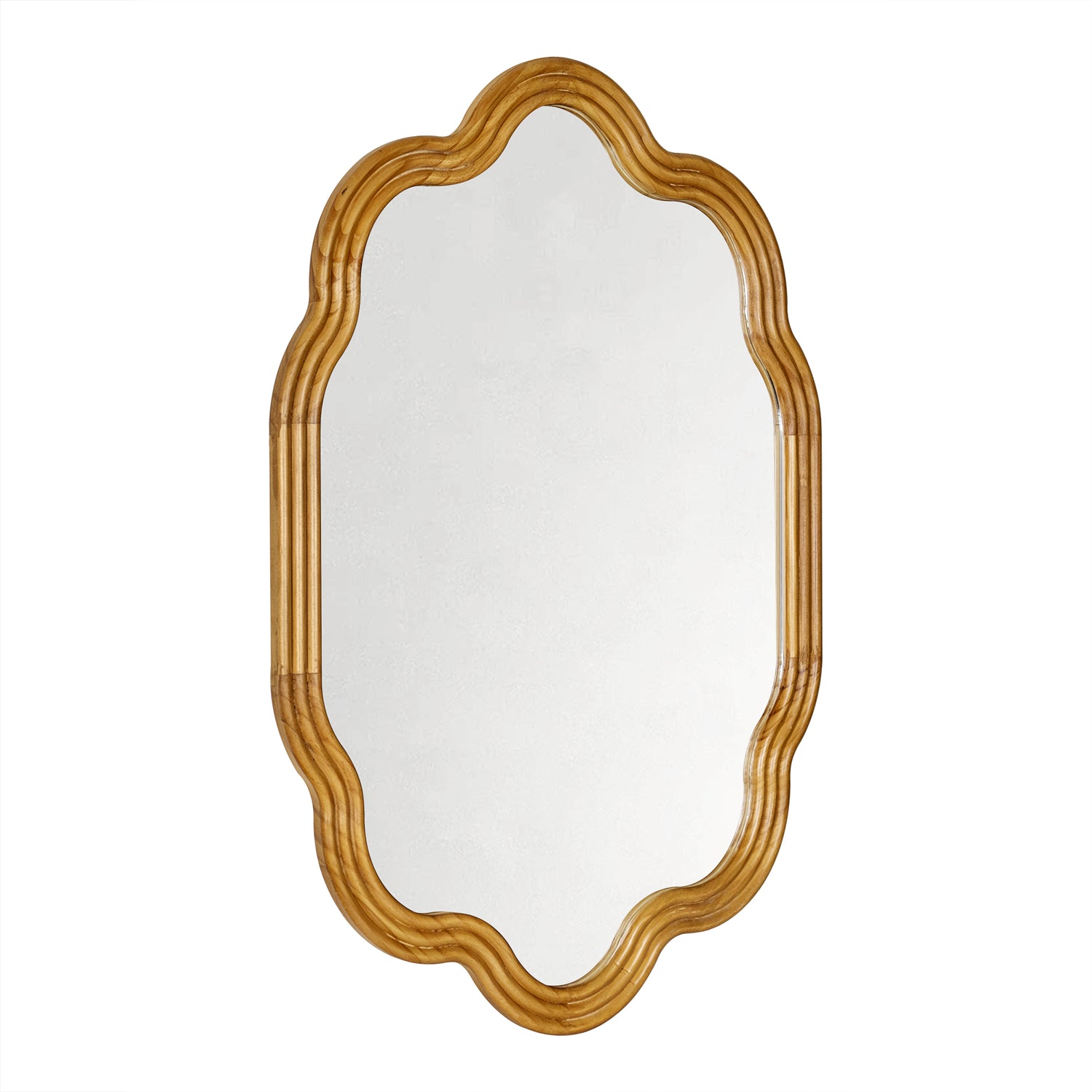 Solace Vintage Scalloped Mirrors, Natural Wood Framed Wall Mirrors,24x36"