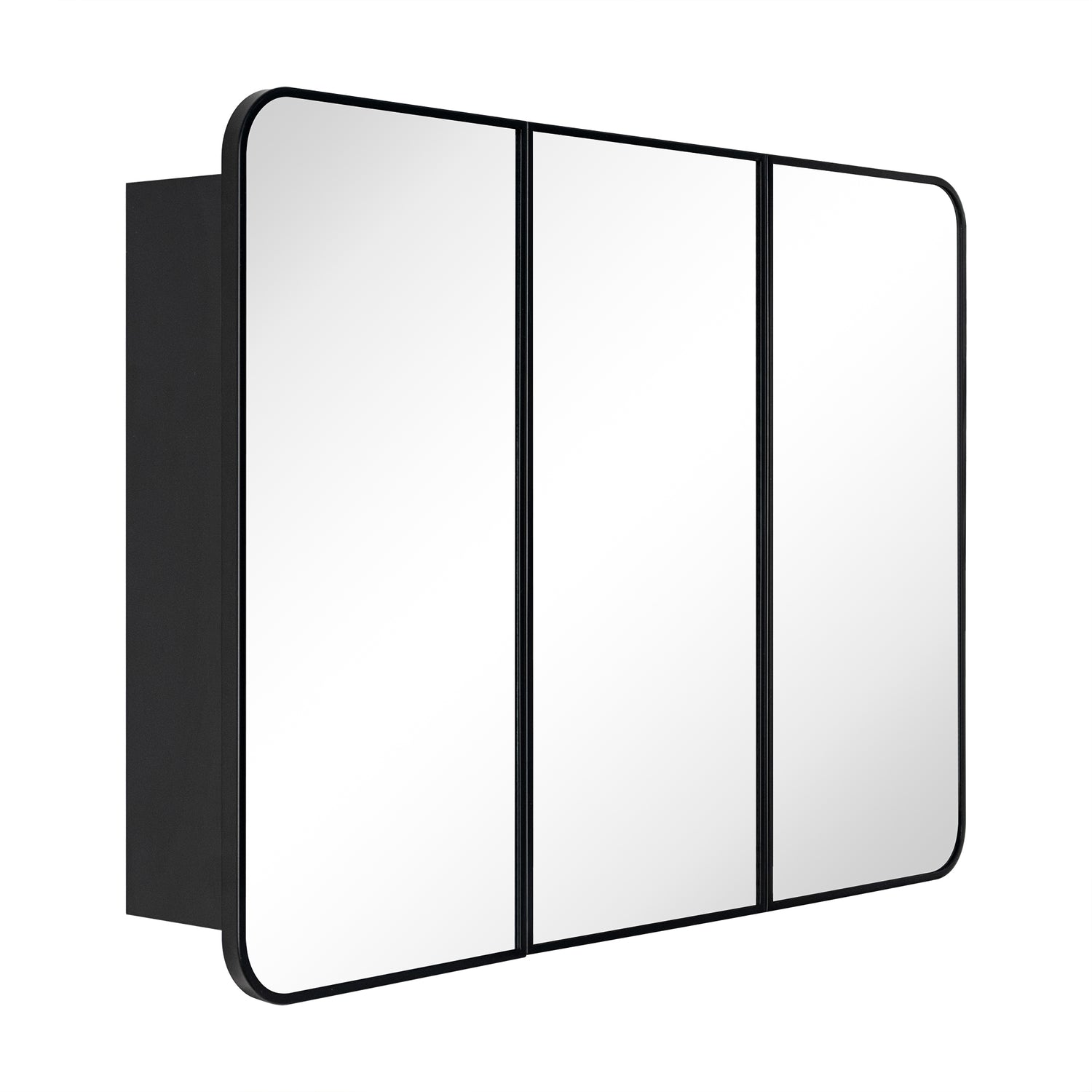 Haven Modern Rectangle Triple Door Recessed and Surface Mount Bathroom Medicine Cabinet with Mirrors