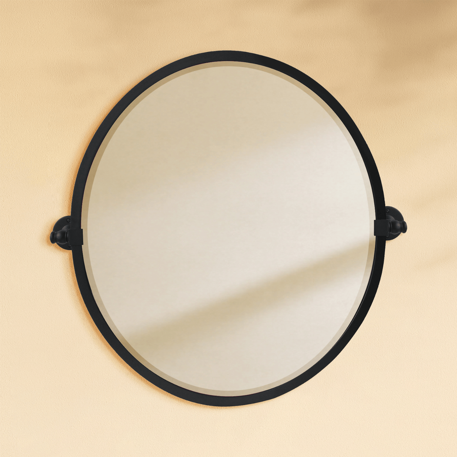 Javel Farmhouse Oval Bathroom Pivot Mirrors, 23x26" in Black GC-00129 TEHOME