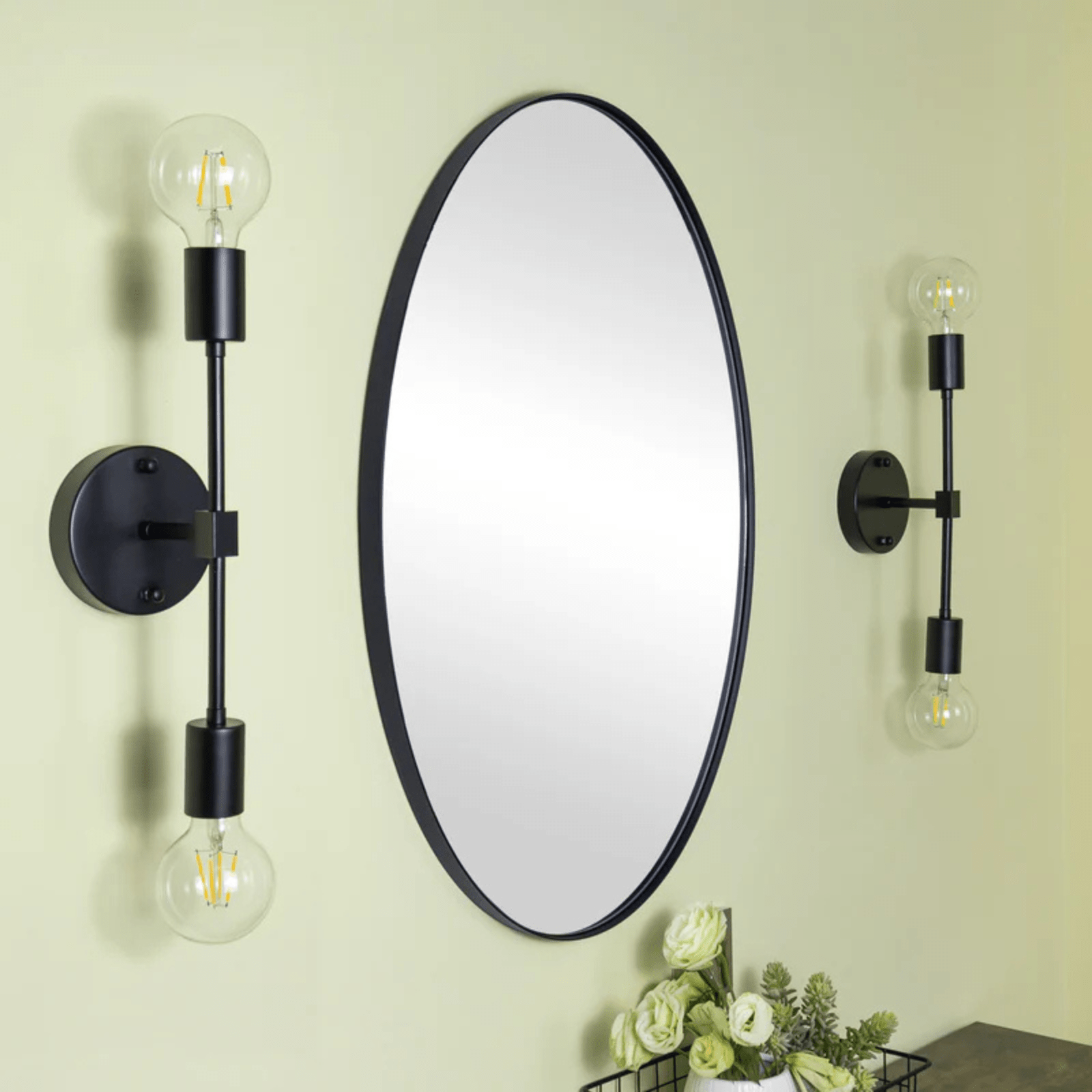 Javell Modern Oval Wall Mirrors GC-0Y122 Oil Rubbed Bronze 20x30" TEHOME