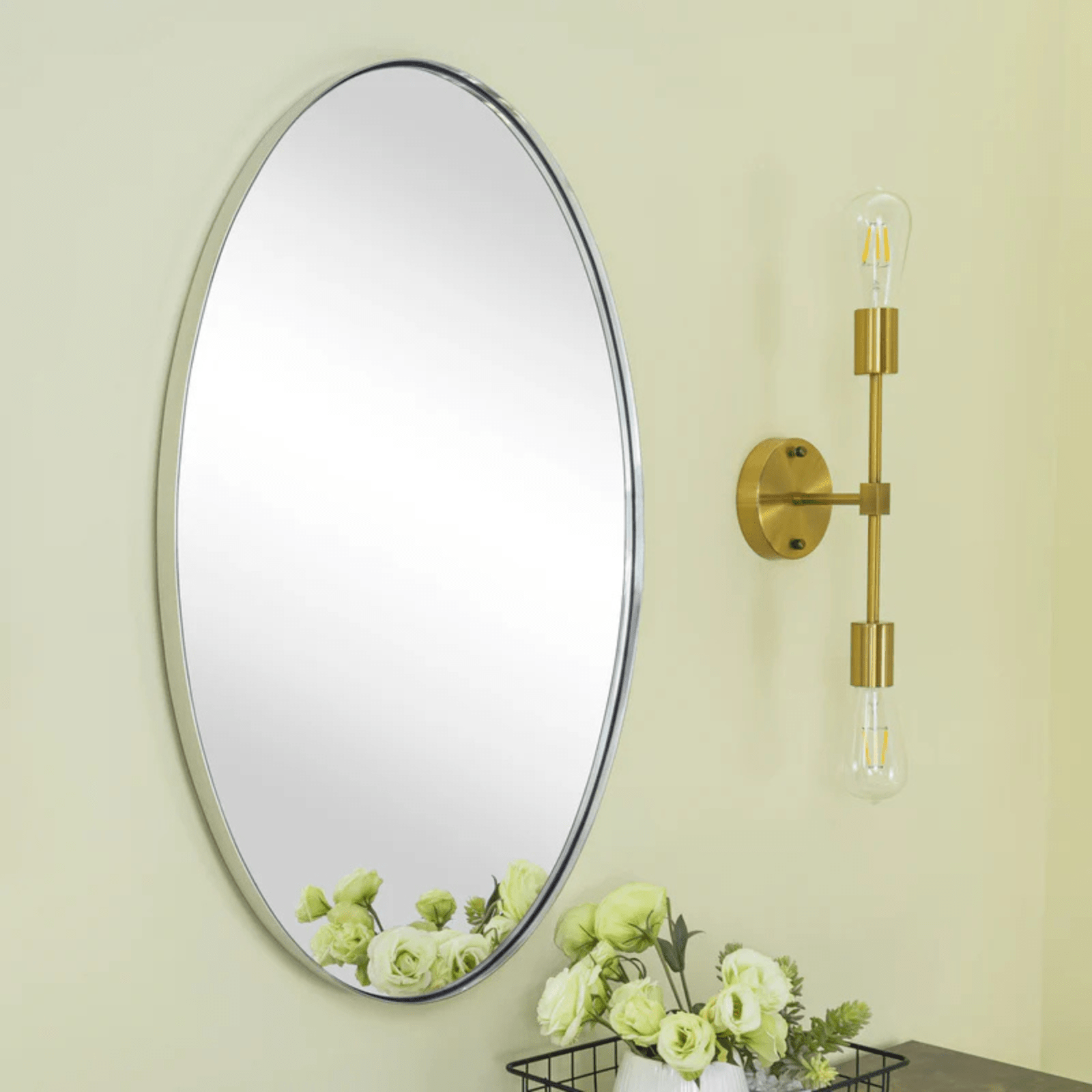 Javell Modern Oval Wall Mirrors GC-0Y007 Brushed Gold 20x30" TEHOME