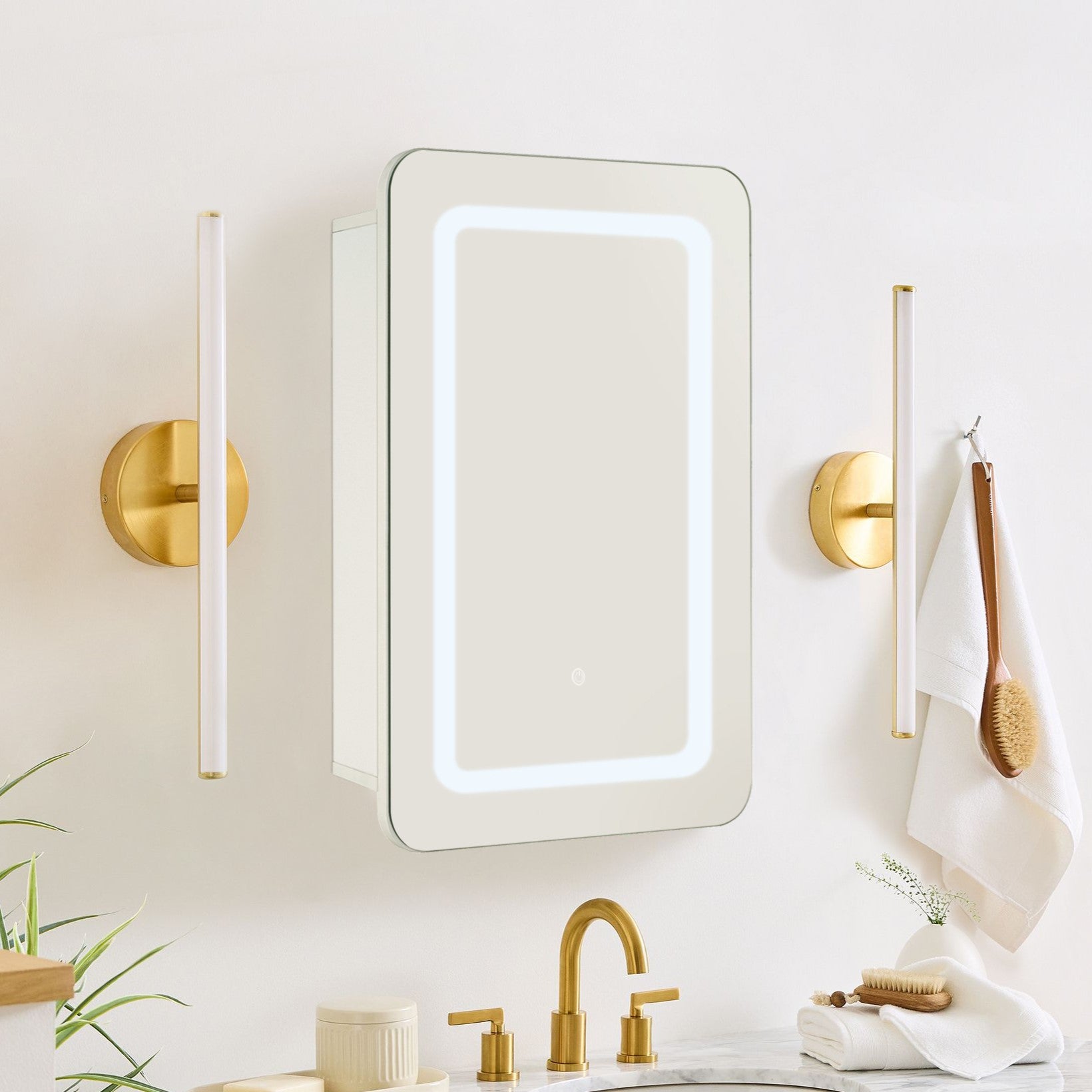  Rectangular Lighted LED Surface Mount Bathroom Medicine Cabinet with Mirror