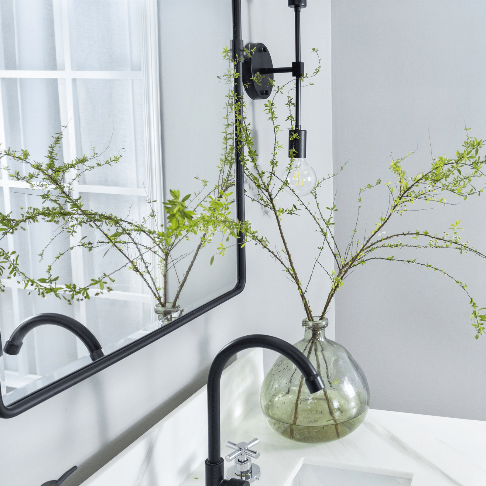 Lutalo Farmhouse Rectangle Horizontal Bathroom Pivot Mirrors GC-00189 Chrome 35x23" TEHOME