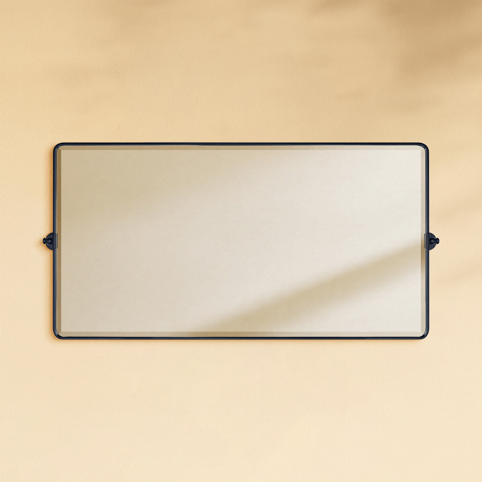 Lutalo Farmhouse Rectangle Horizontal Bathroom Pivot Mirrors GC-00559 Oil Rubbed Bronze 40x30" TEHOME