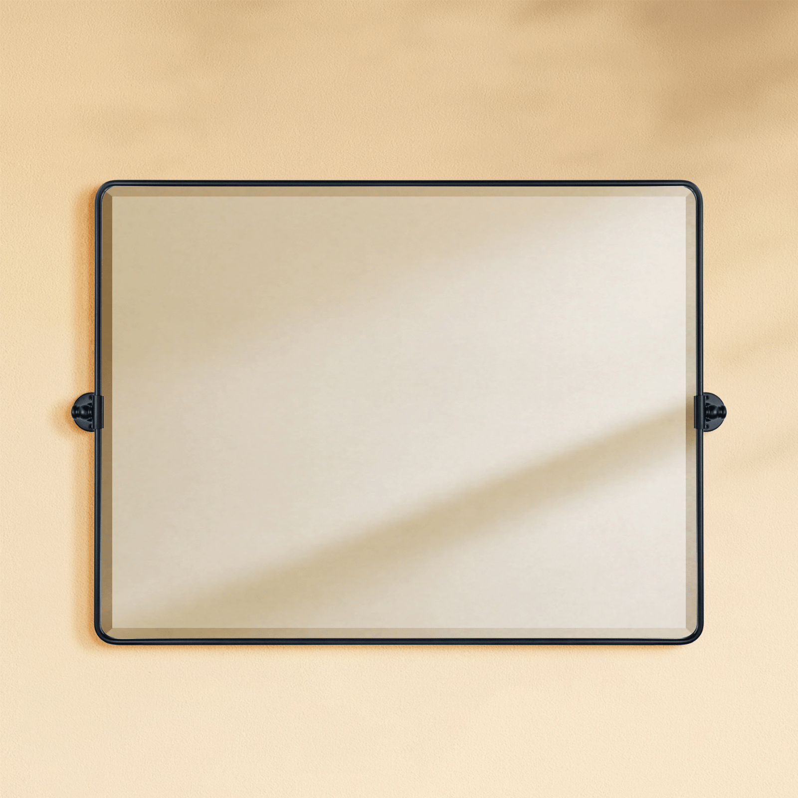 Lutalo Farmhouse Rectangle Horizontal Bathroom Pivot Mirrors GC-00326 Black 30x20" TEHOME