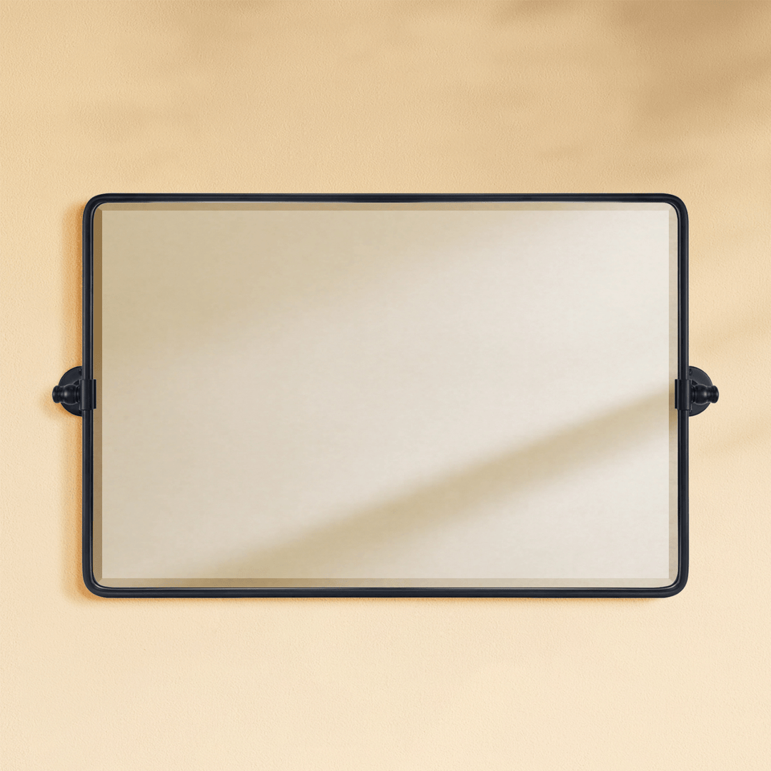 Lutalo Farmhouse Rectangle Horizontal Bathroom Pivot Mirrors GC-00326 Black 30x20" TEHOME