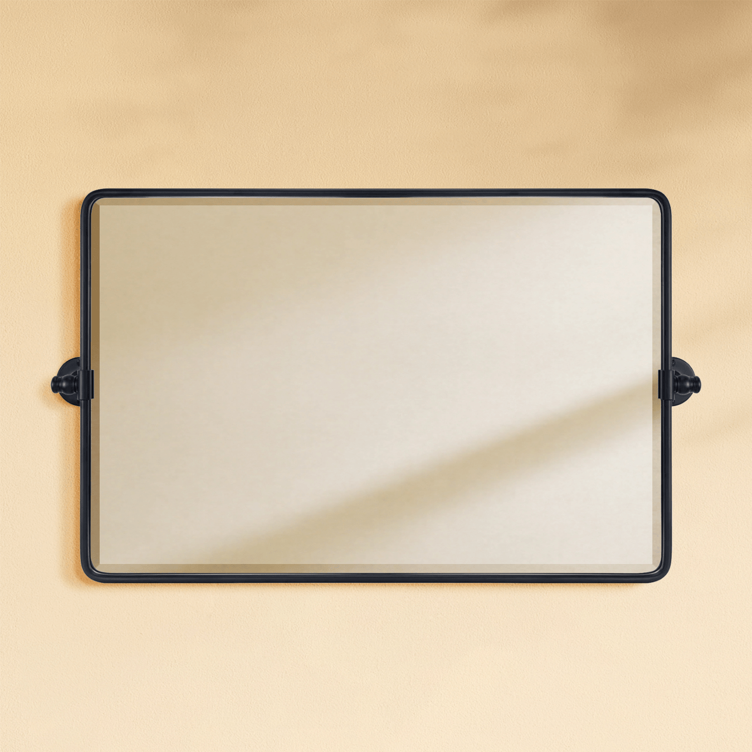 Lutalo Farmhouse Rectangle Horizontal Bathroom Pivot Mirrors GC-00326 Black 30x20" TEHOME