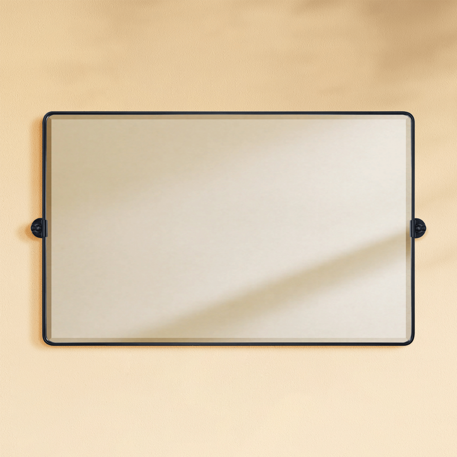 Lutalo Farmhouse Rectangle Horizontal Bathroom Pivot Mirrors GC-00559 Oil Rubbed Bronze 40x30" TEHOME
