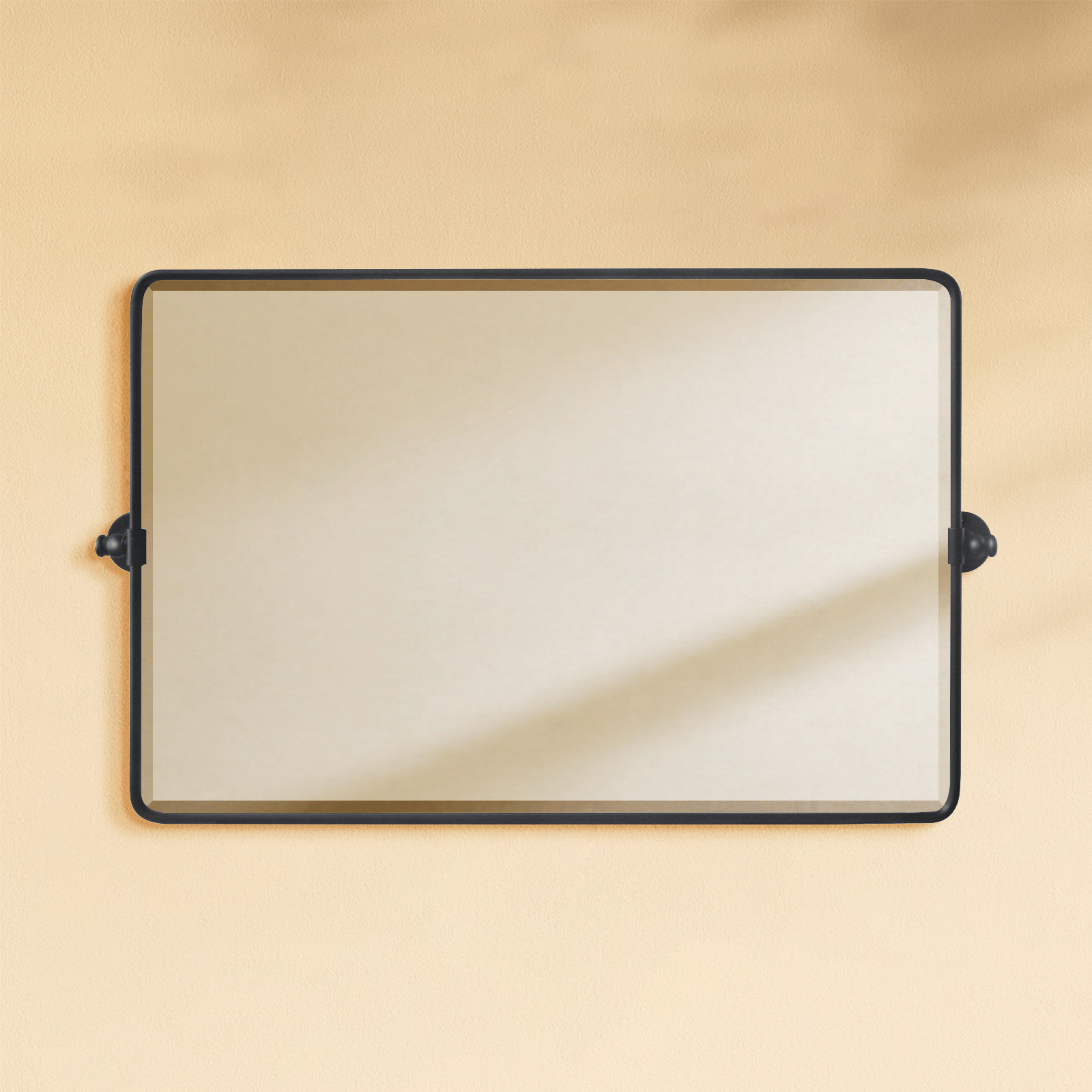 Lutalo Farmhouse Rectangle Horizontal Bathroom Pivot Mirrors GC-00326 Black 30x20" TEHOME