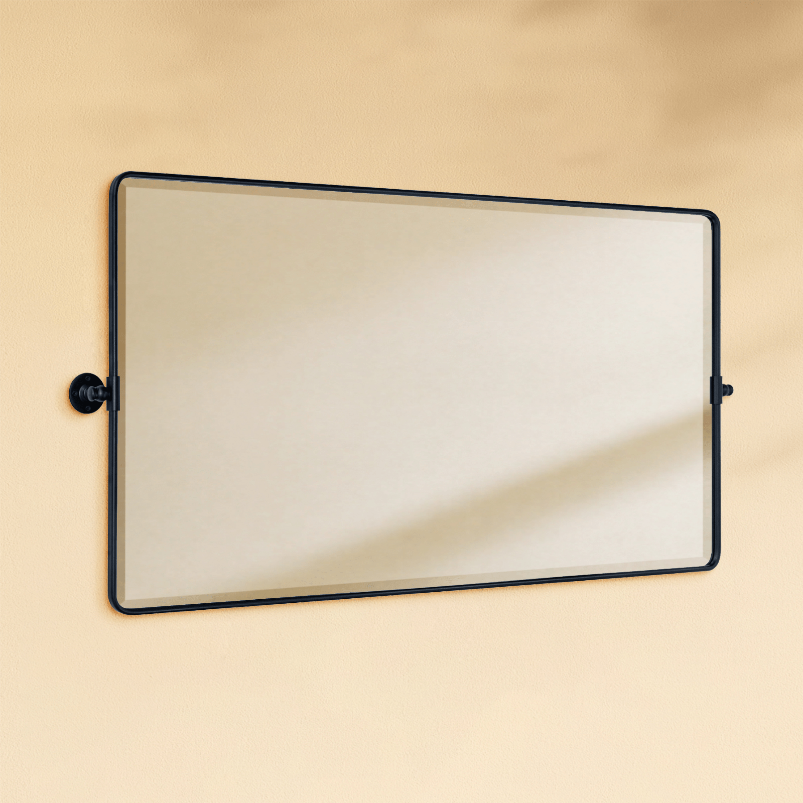 Lutalo Farmhouse Rectangle Horizontal Bathroom Pivot Mirrors GC-00326 Black 30x20" TEHOME