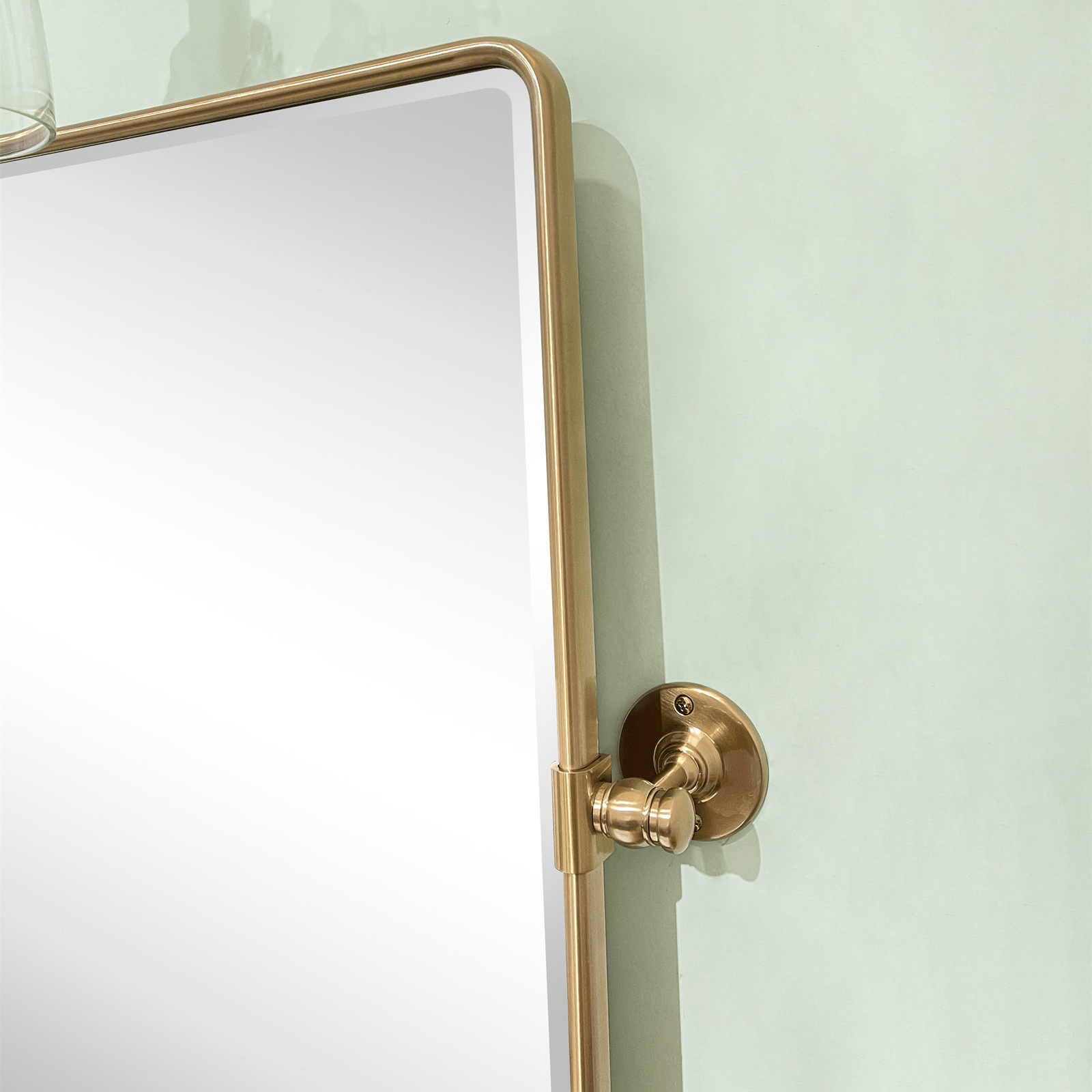 Lutalo Farmhouse Rectangle Horizontal Bathroom Pivot Mirrors GC-00189 Chrome 35x23" TEHOME