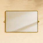 Lutalo Farmhouse Rectangle Horizontal Bathroom Pivot Mirrors GC-00190 Brushed Gold 35x23" TEHOME