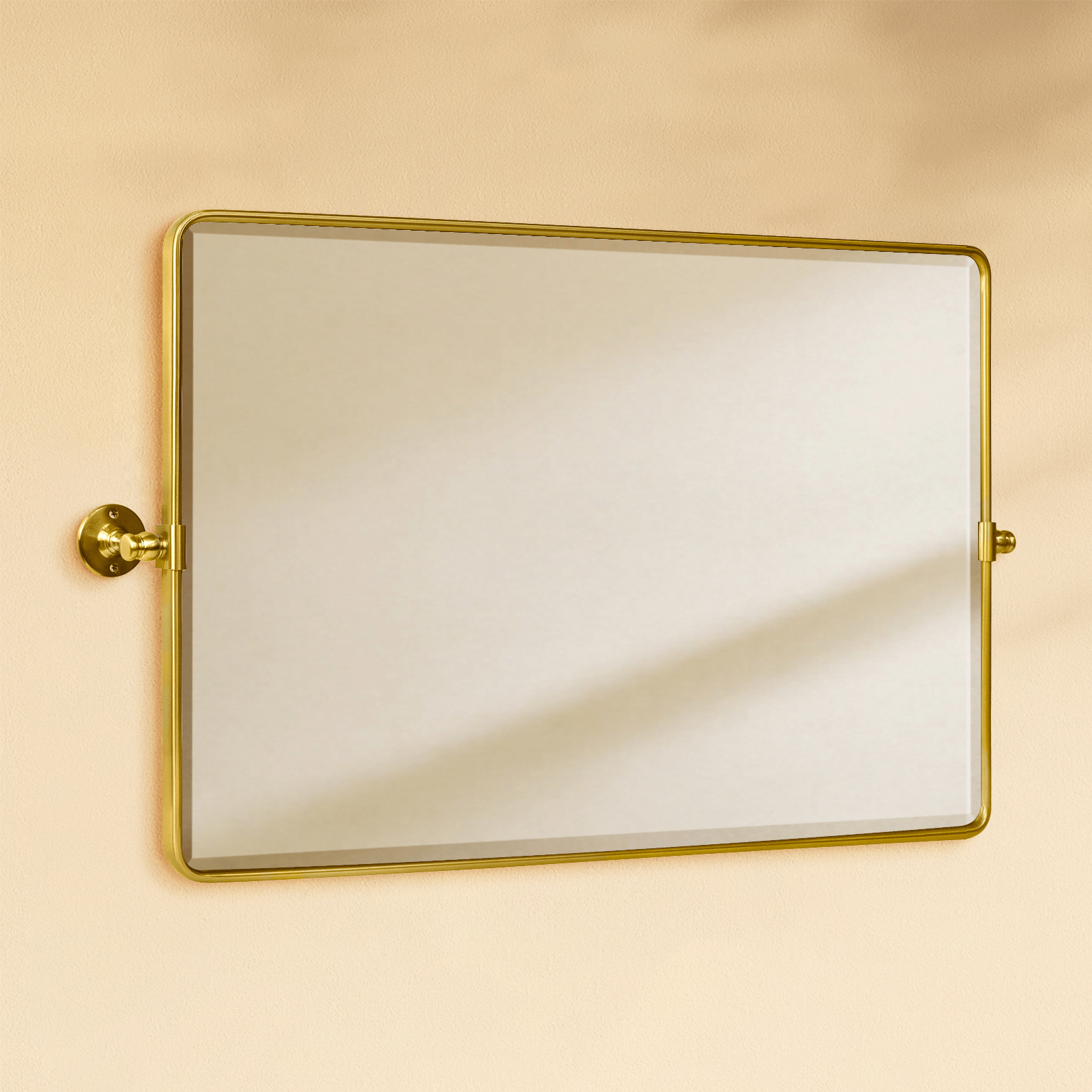 Lutalo Farmhouse Rectangle Horizontal Bathroom Pivot Mirrors GC-00189 Chrome 35x23" TEHOME