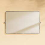 Lutalo Farmhouse Rectangle Horizontal Bathroom Pivot Mirrors GC-00188 Brushed Nickel 35x23" TEHOME