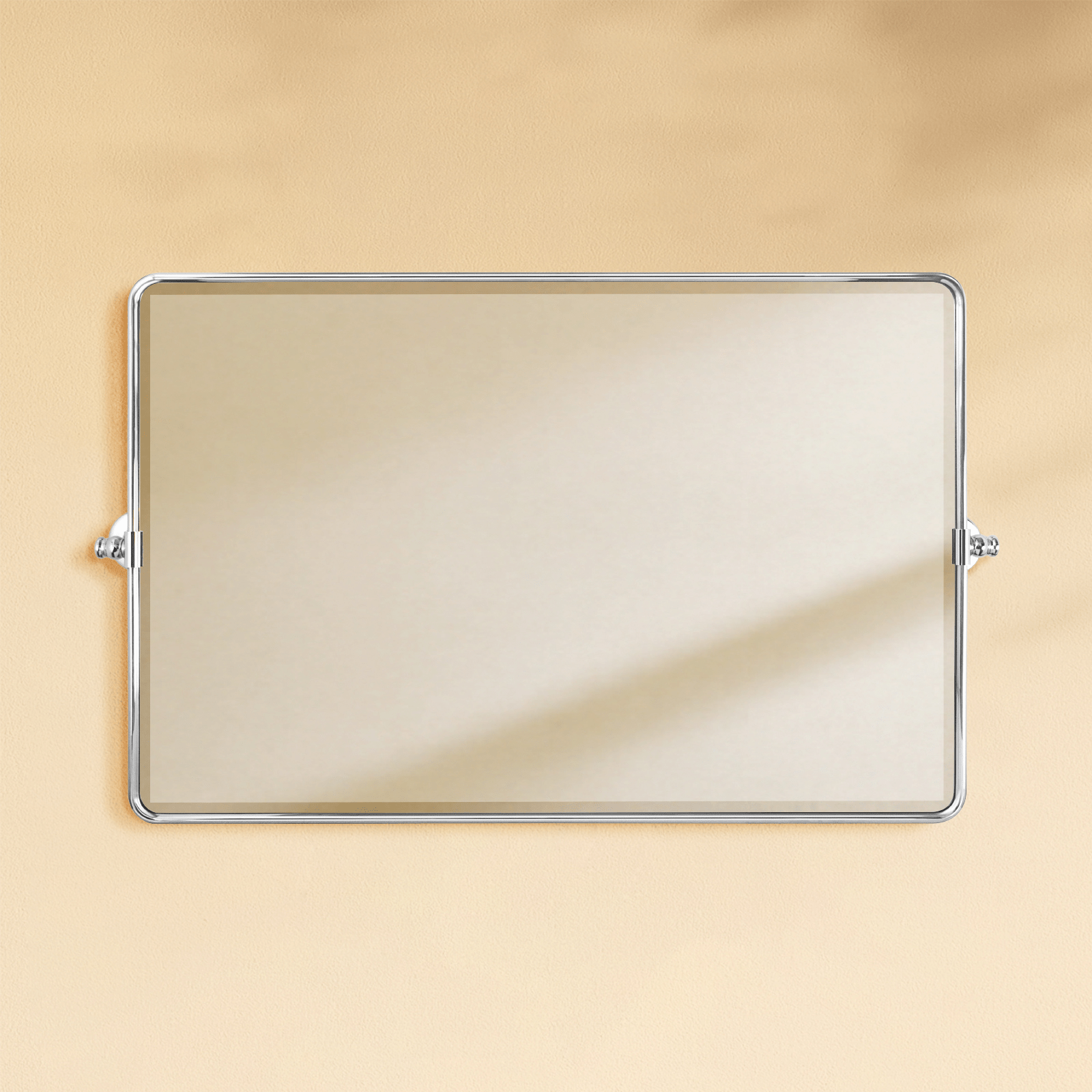 Lutalo Farmhouse Rectangle Horizontal Bathroom Pivot Mirrors GC-00189 Chrome 35x23" TEHOME