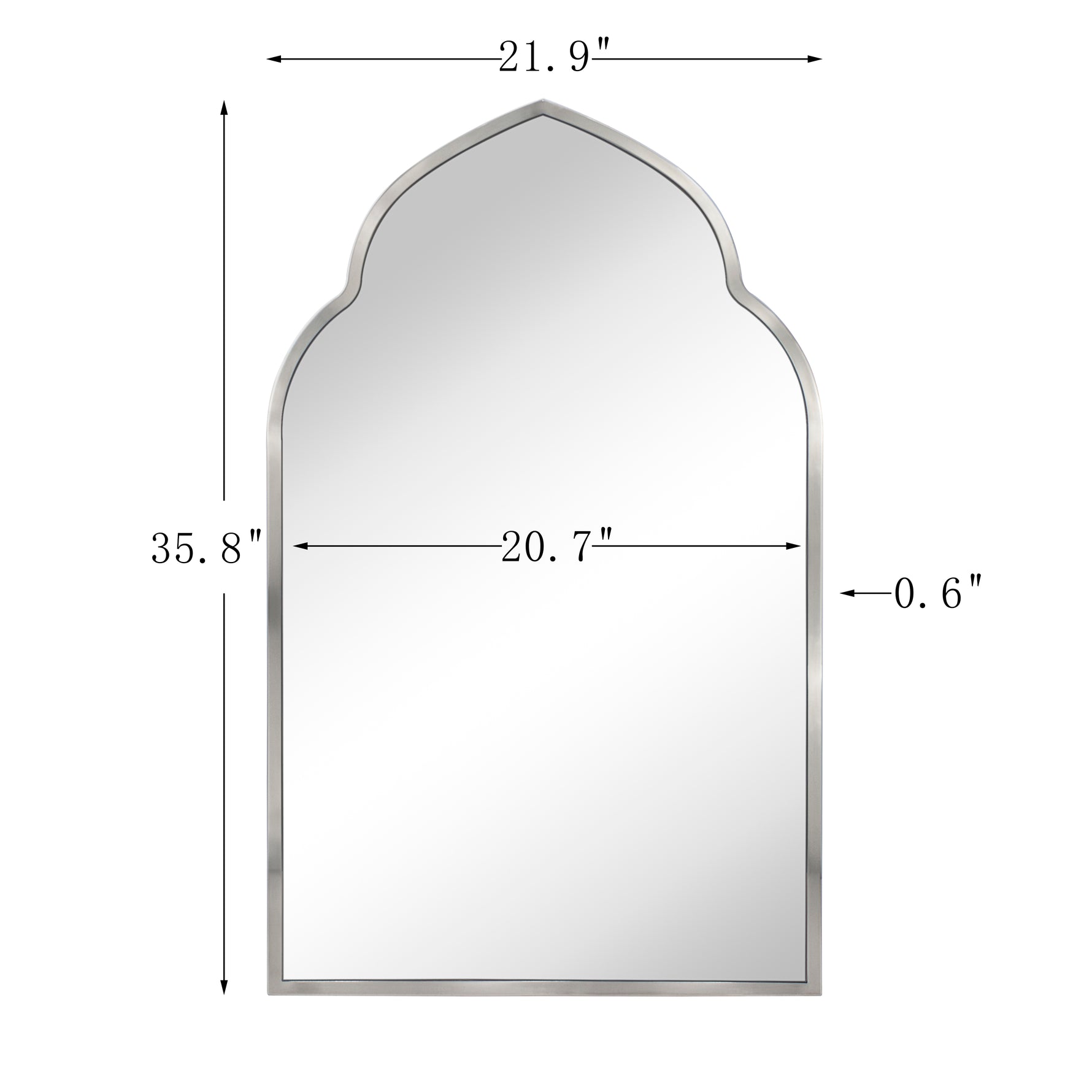 Arched Stainless Steel Metal Framed Wall Mounted Bathroom Vanity Mirror