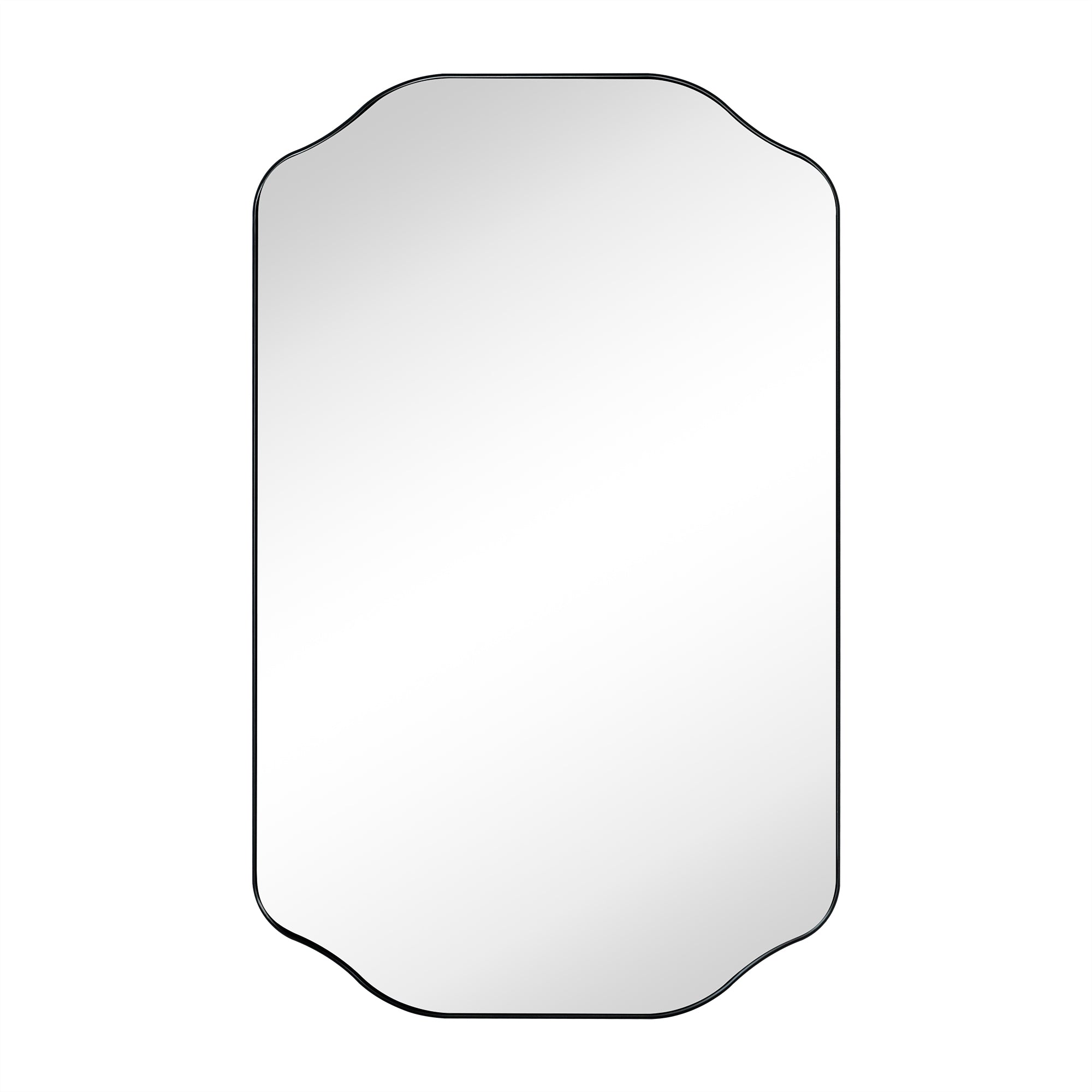 18 in. W. x 29 in. H Arched Metal Rectangular Surface Mount Medicine Cabinet with Mirror in Matt Black