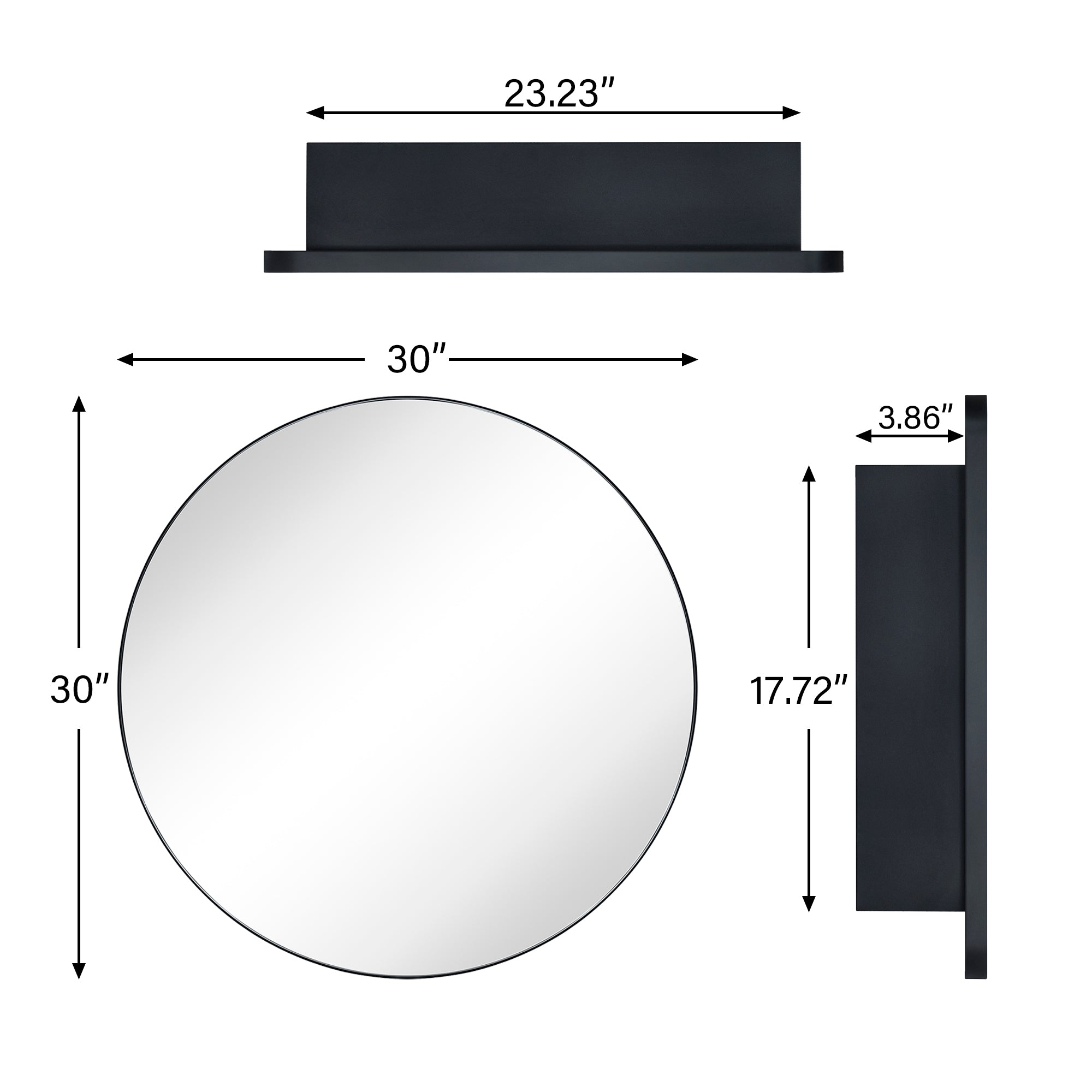 Surface Mount Round Metal Framed Bathroom Medicine Cabinet with Mirror