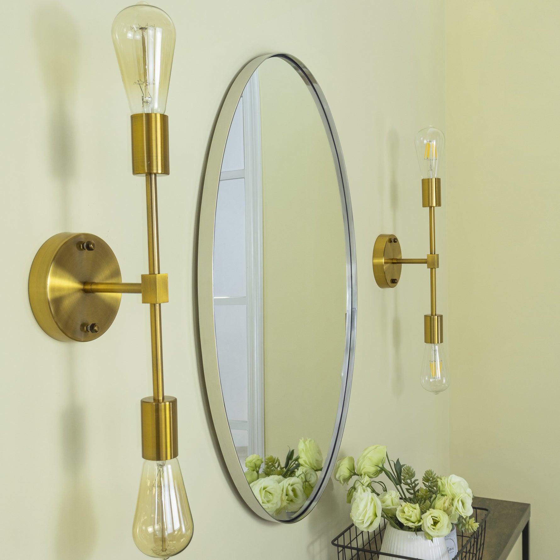 Oval Stainless Steel Framed Wall Mounted Bathroom Vanity Mirror