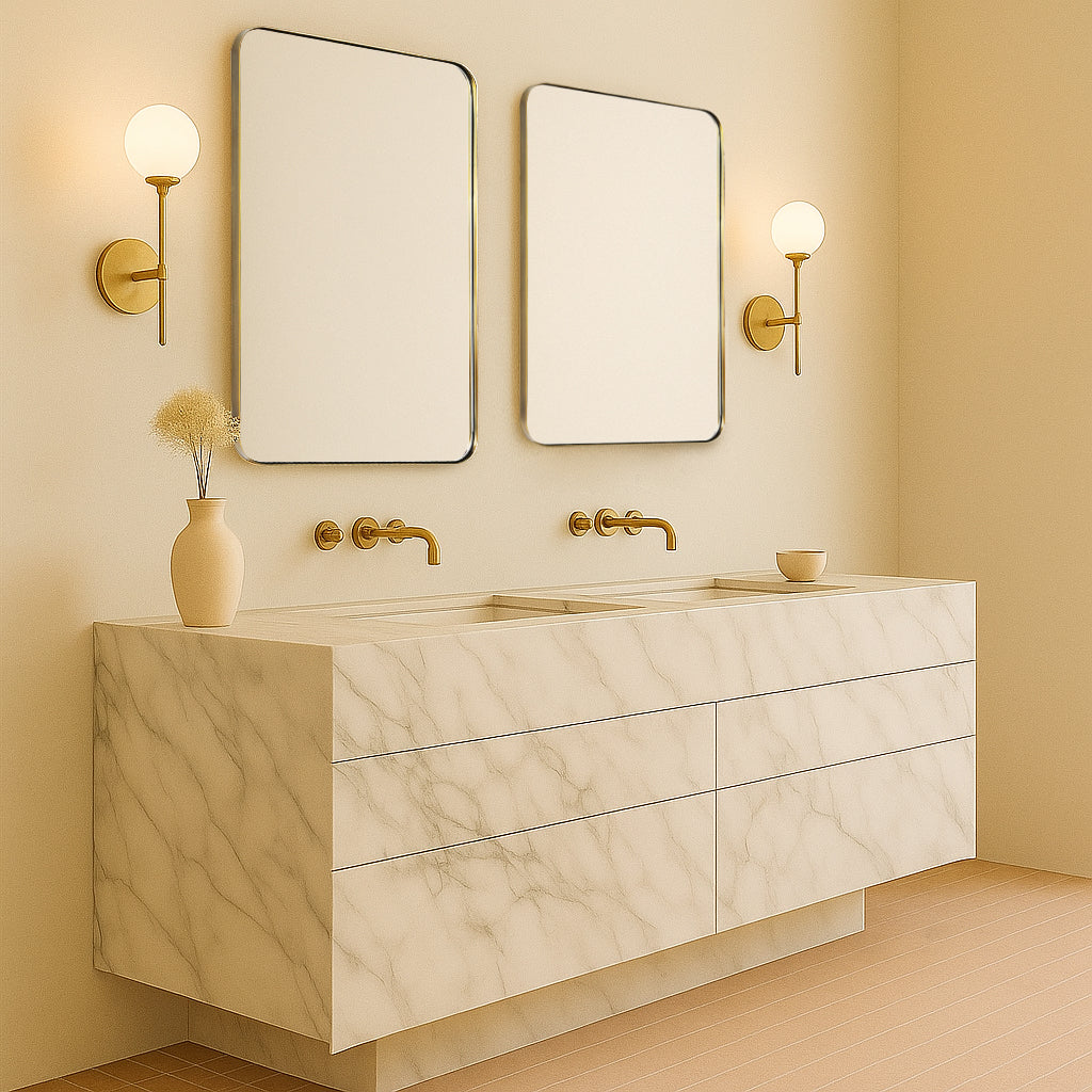 Kengston Rectangular Stainless Steel Metal Framed Wall Mounted Bathroom Vanity Mirror