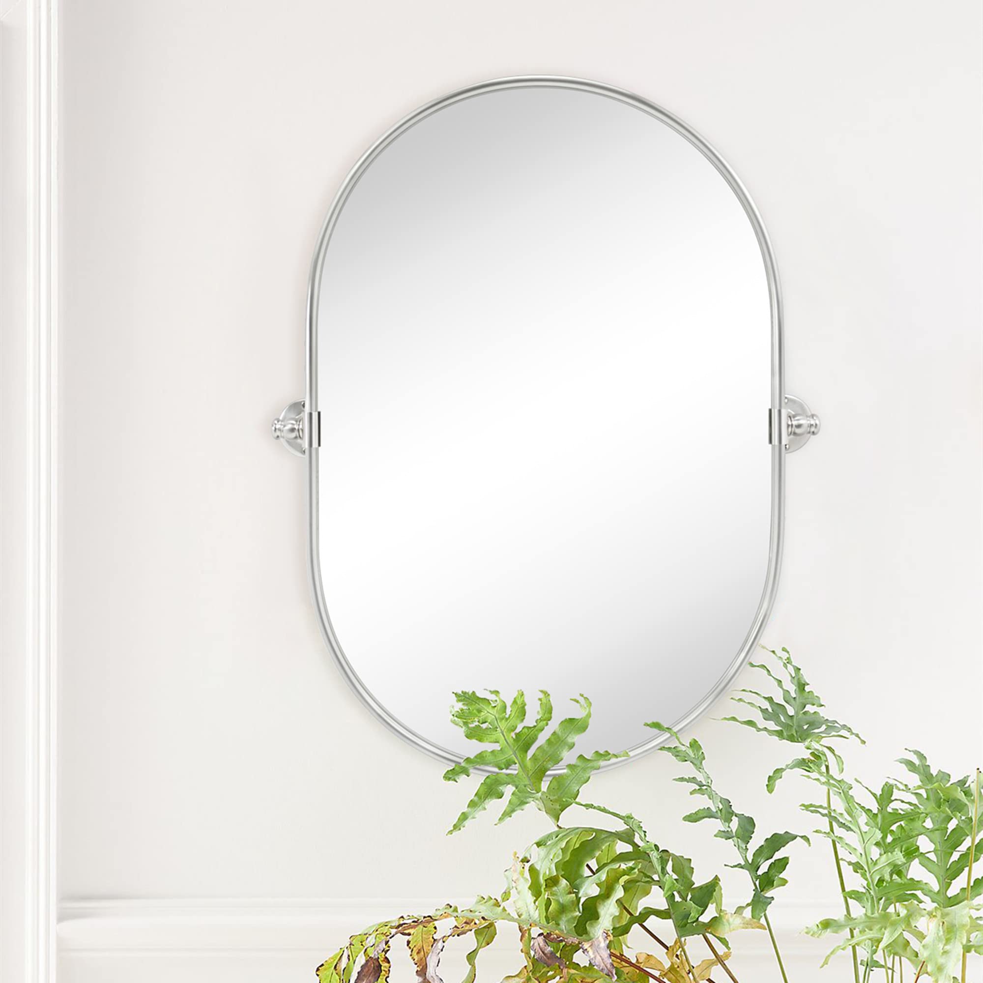 Pill Oval Metal Framed Tilting Wall Mounted Bathroom Vanity Mirror