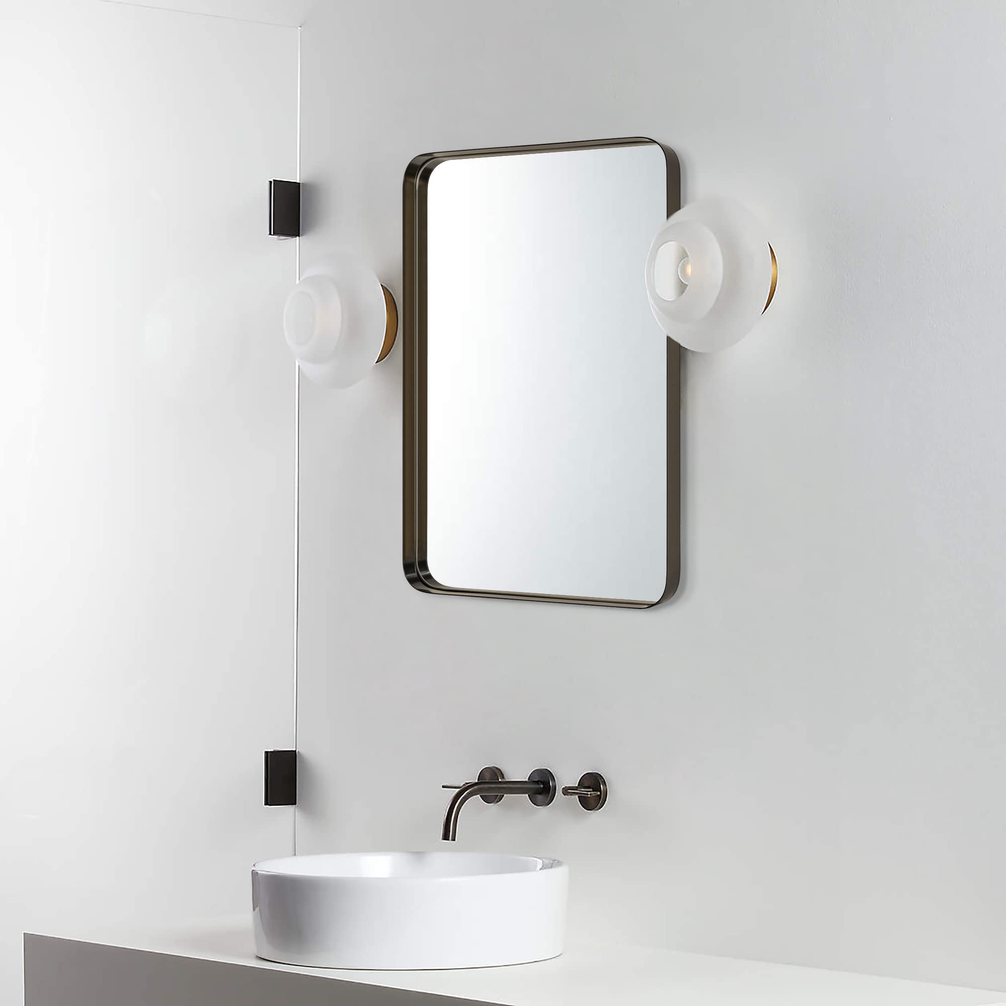 Rectangular Metal Framed Wall Mounted Bathroom Vanity Mirror