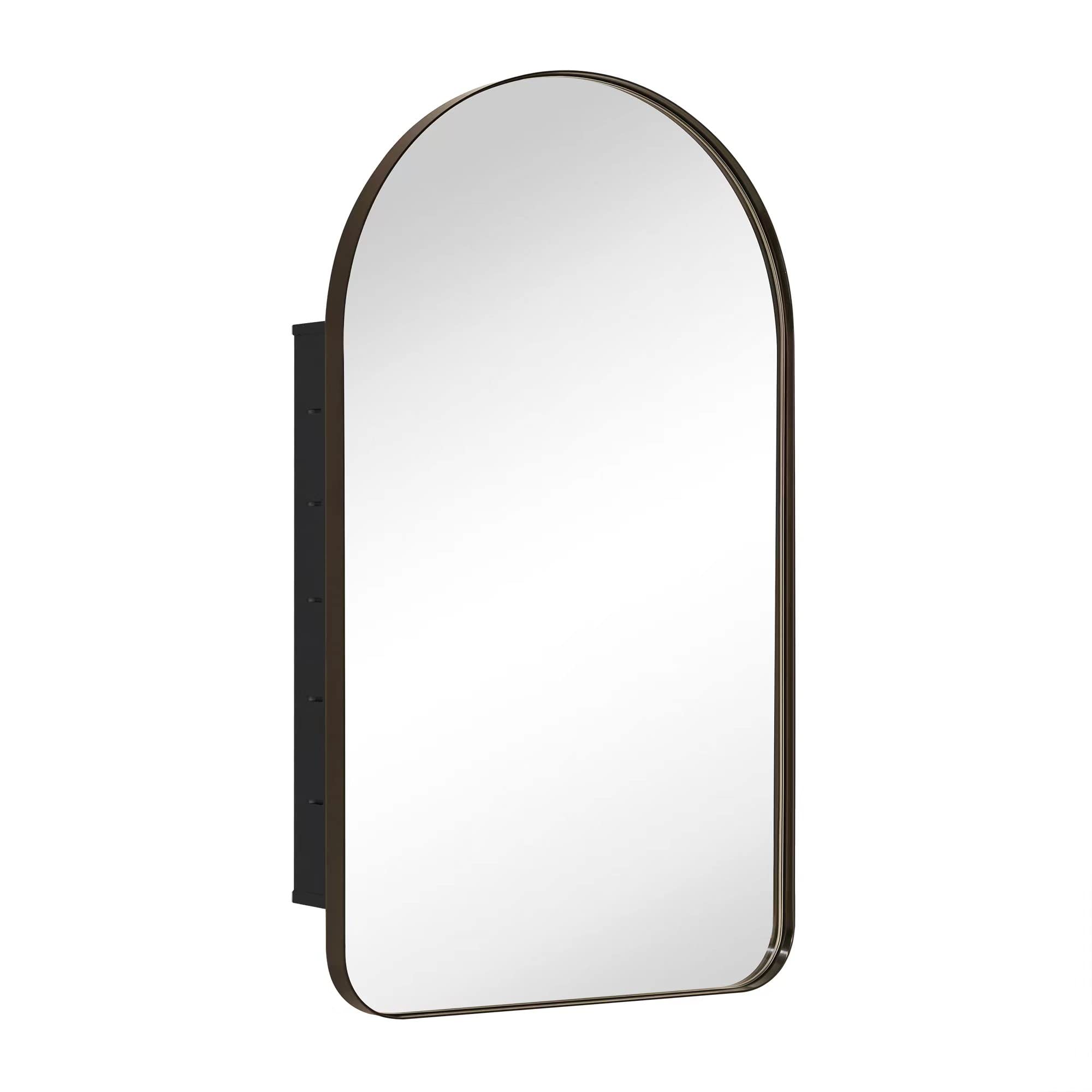 Arched Metal Framed Recessed Medicine Cabinet with Mirror