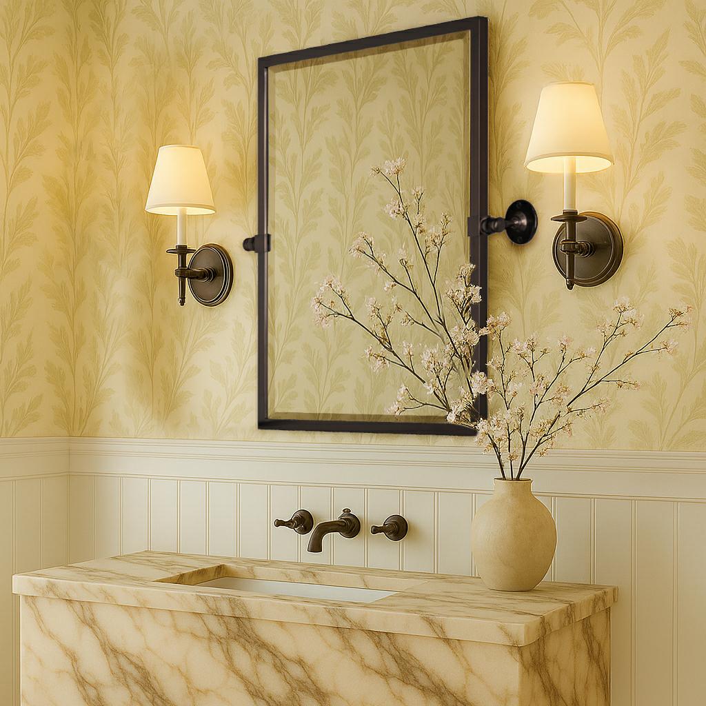 Blakley Rectangular Pivoting Mirror Tilt Mirror for Bathroom Swivel Metal Framed Wall Mounted Bathroom Vanity Mirror