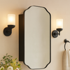 Osterhus Modern Scalloped Recessed and Surface Mount Bathroom Medicine Cabinet with Mirrors, 18x29" in Black