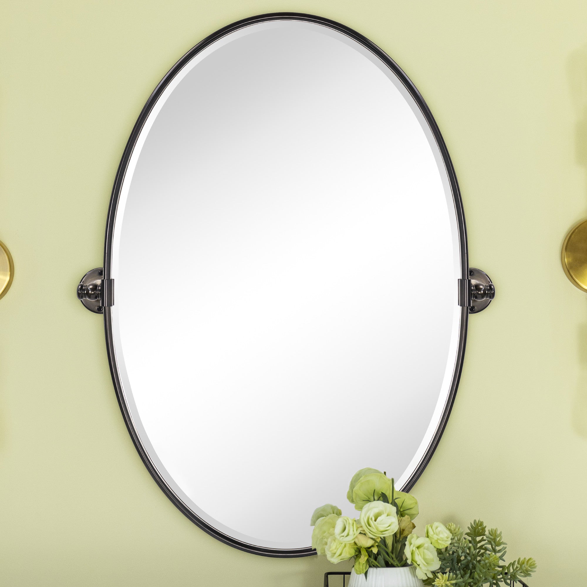  Pivot Oval Metal Framed Wall Mounted Bathroom Vanity Mirror