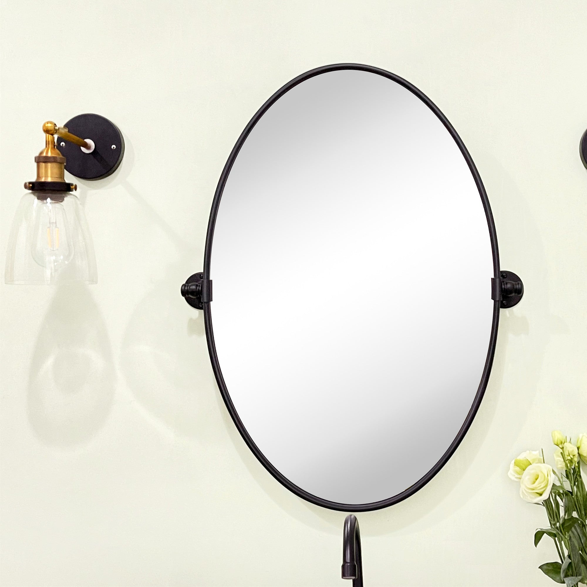  Pivot Oval Metal Framed Wall Mounted Bathroom Vanity Mirror