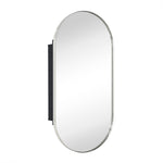 Oval Pill Shape Metal Framed Recessed Medicine Cabinet with Mirror
