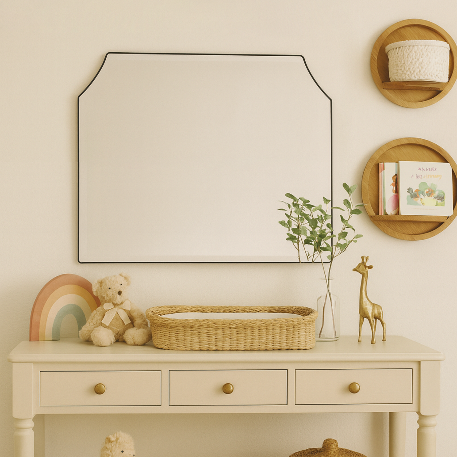 Parerna Modern Arch Bathroom Mirrors, 32x40" in Black