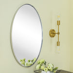 Oval Stainless Steel Framed Wall Mounted Bathroom Vanity Mirror