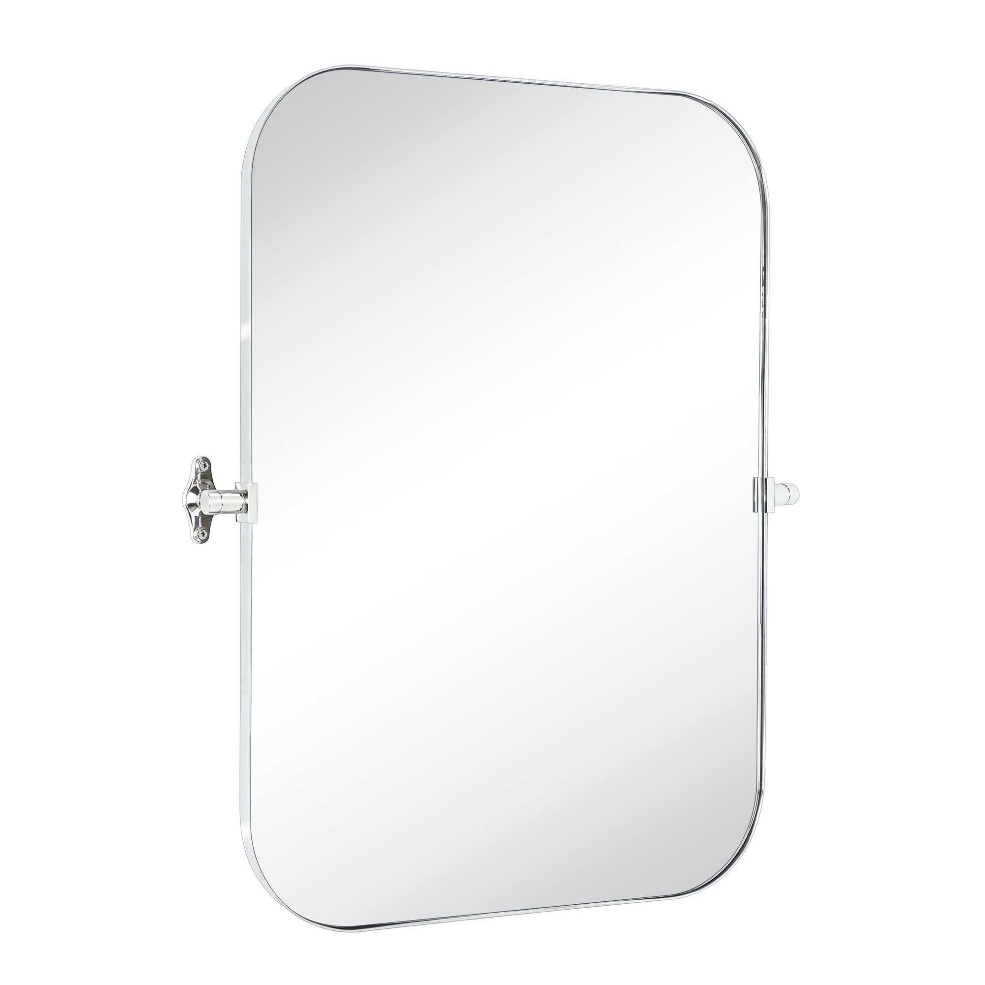 Rectangular Stainless Steel Framed Pivoting Wall Mounted Bathroom Vanity Mirror