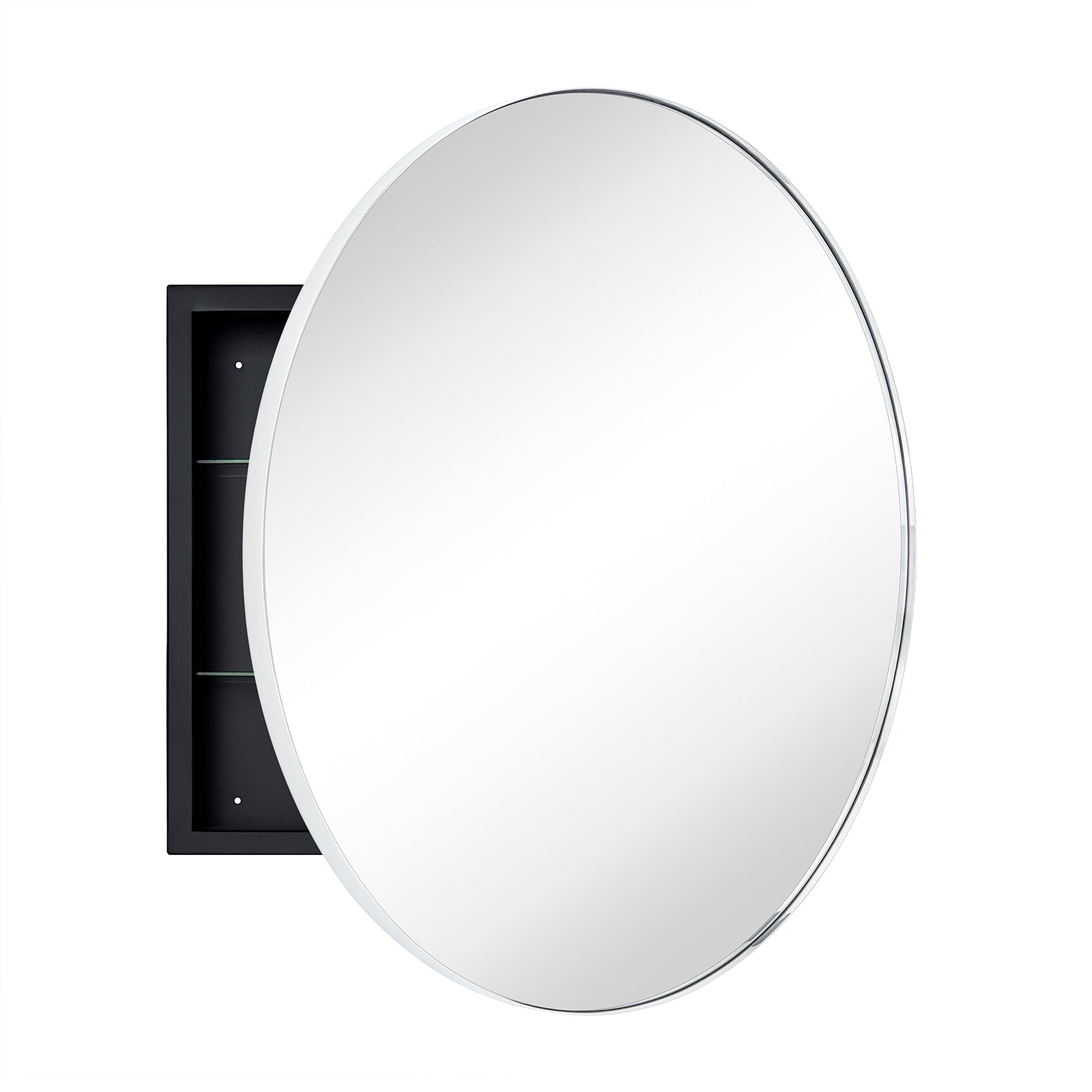 Myriel Surface Mount Round Metal Framed Bathroom Medicine Cabinet with Mirror