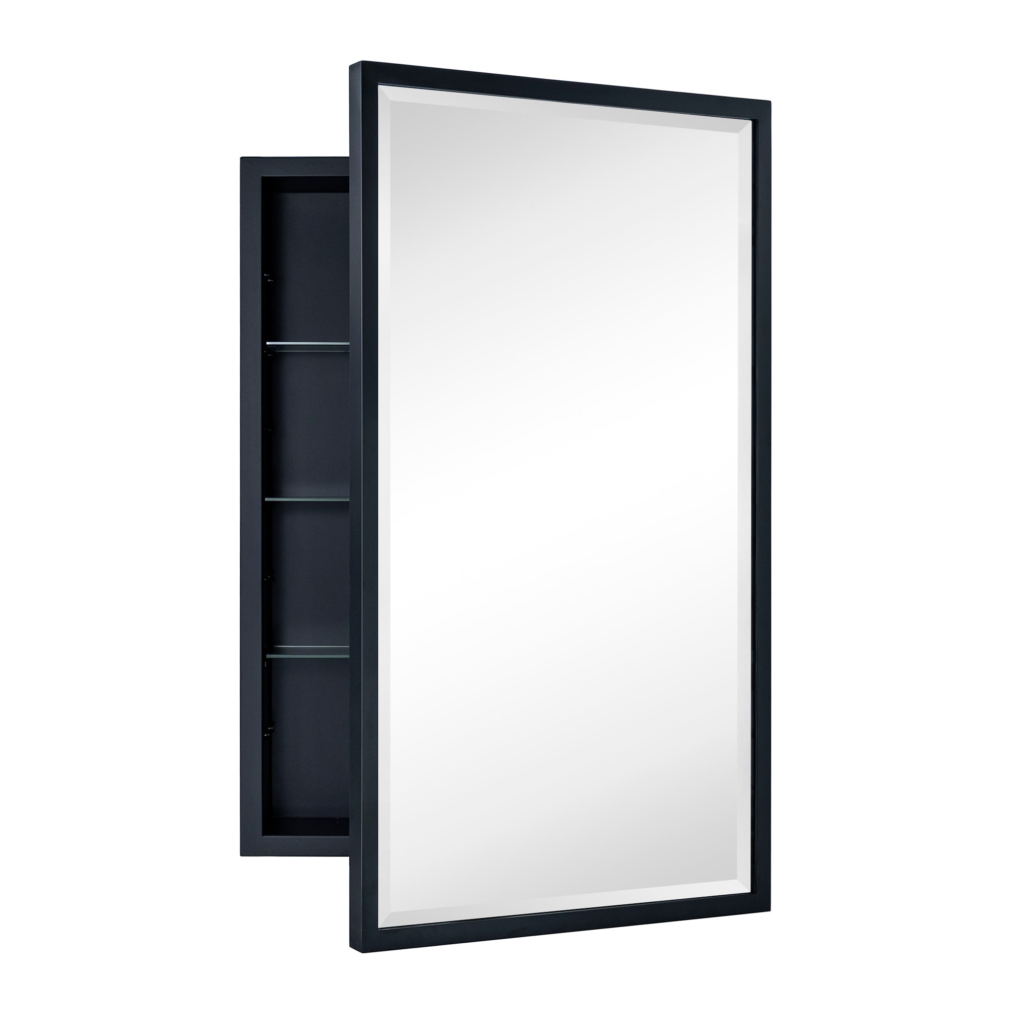 Rectangular Metal Framed Recessed Bathroom Medicine Cabinet with Mirror