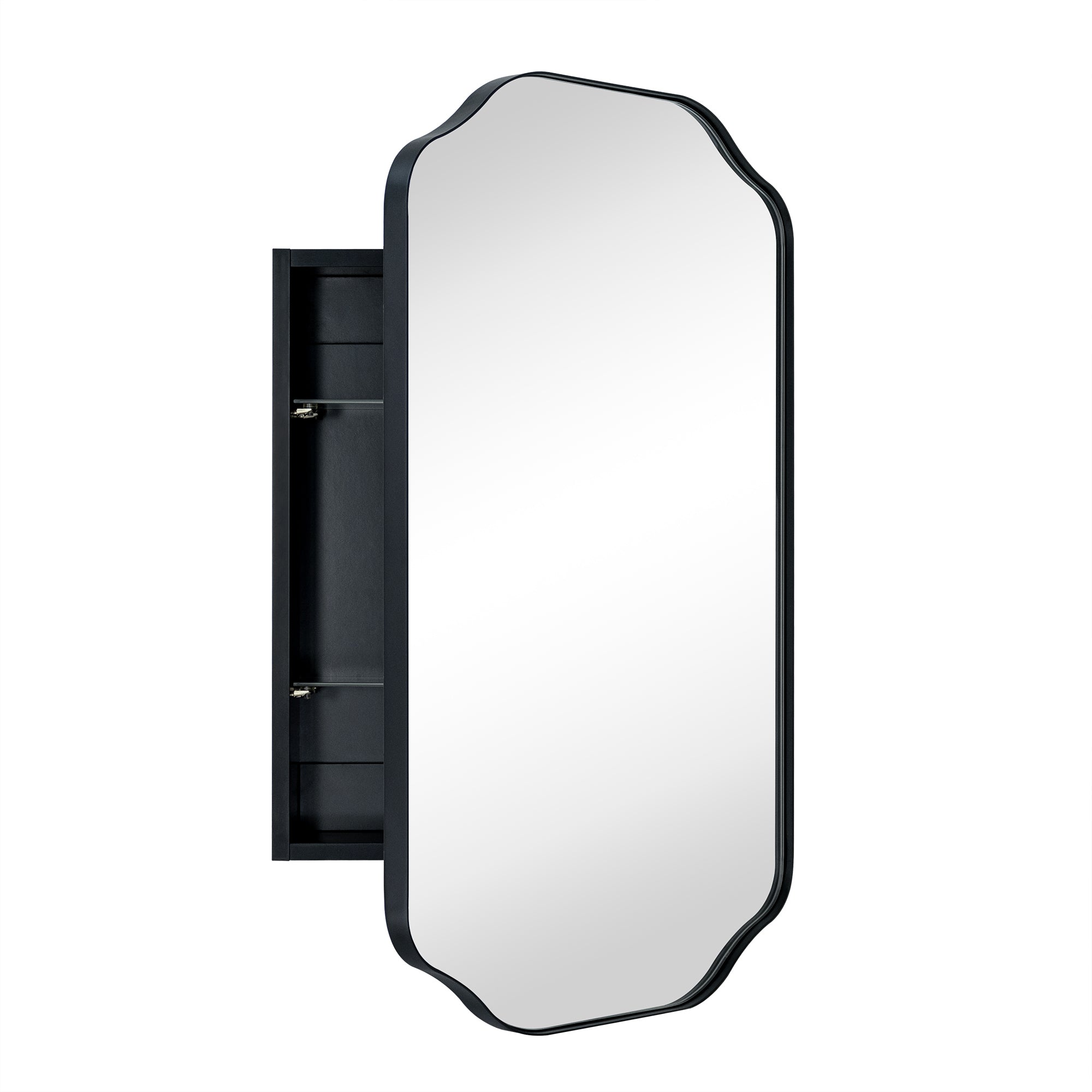 Arched Metal Rectangular Surface Mount Medicine Cabinet with Mirror