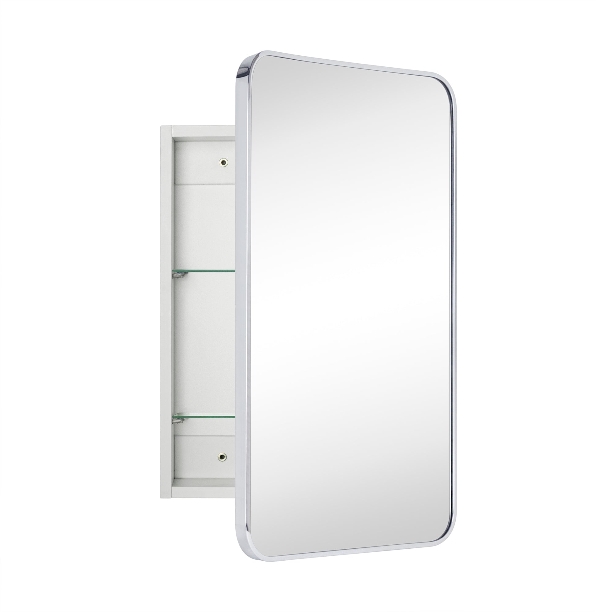 Garnes Rectangular Recessed or Surface Mount Metal Framed Medicine Cabinet with Mirror