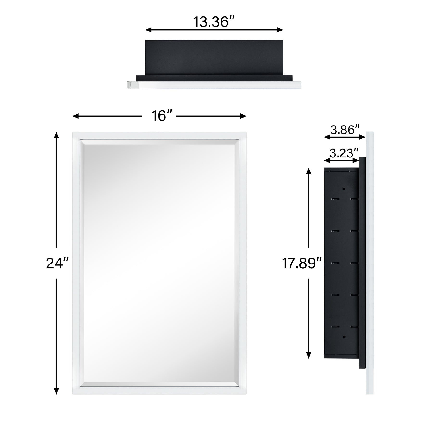 Rectangular Metal Framed Recessed Bathroom Medicine Cabinet with Mirror