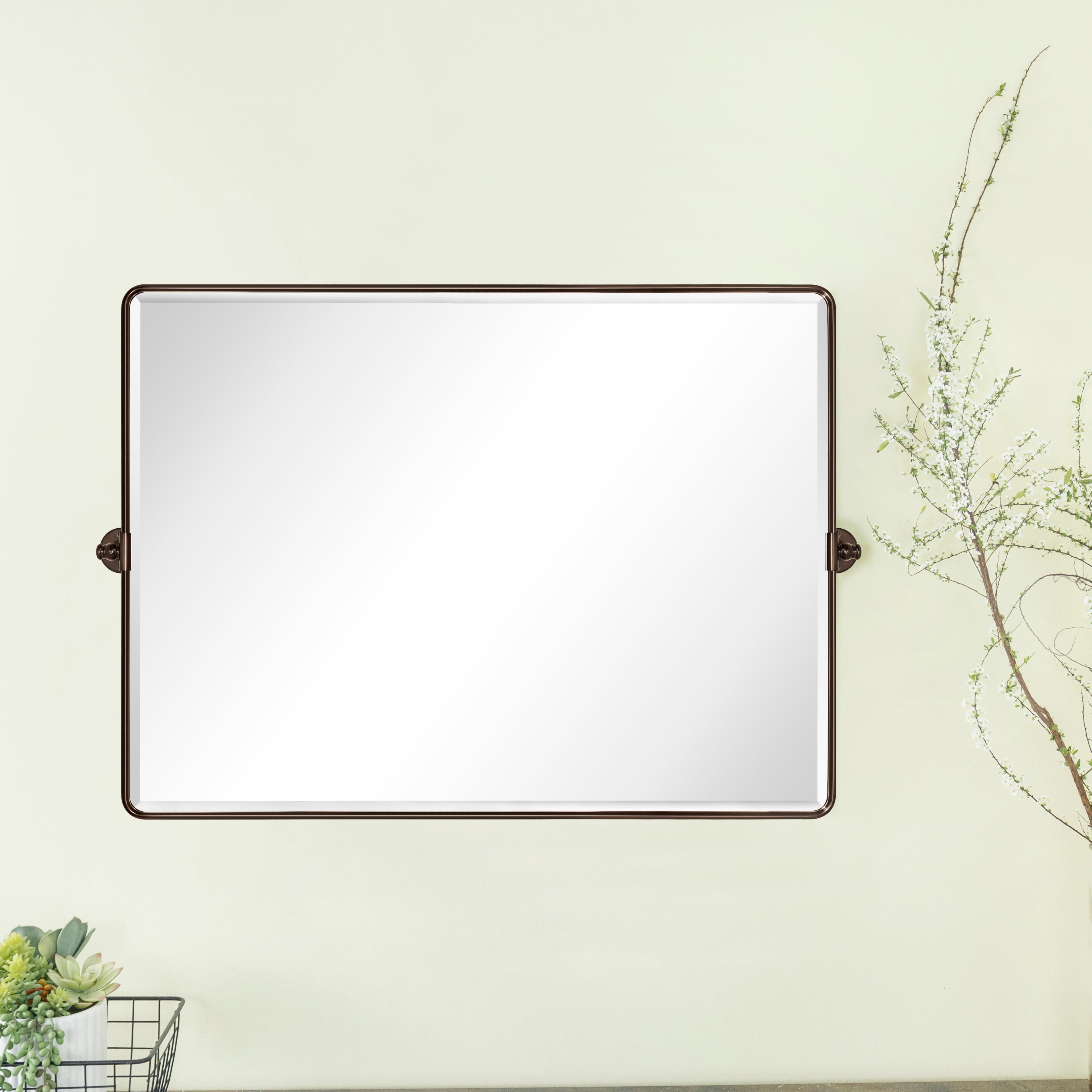 Rectangular Metal Framed Pivot Wall Mounted Bathroom Vanity Mirror